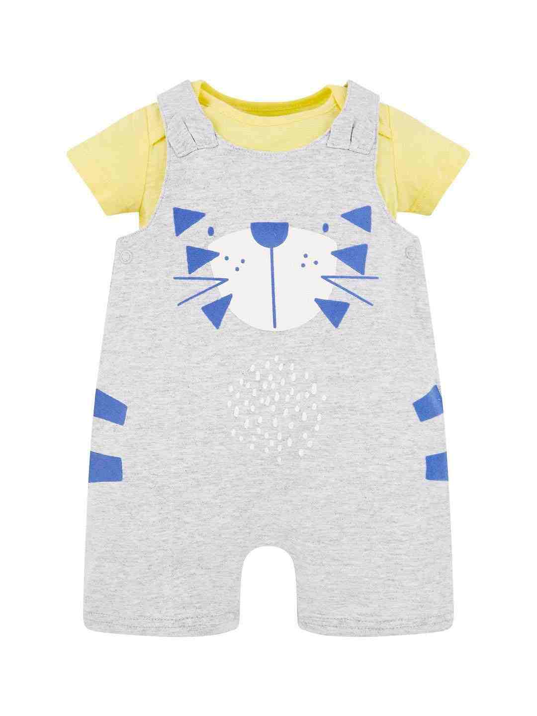 Grey Printed Dungaree