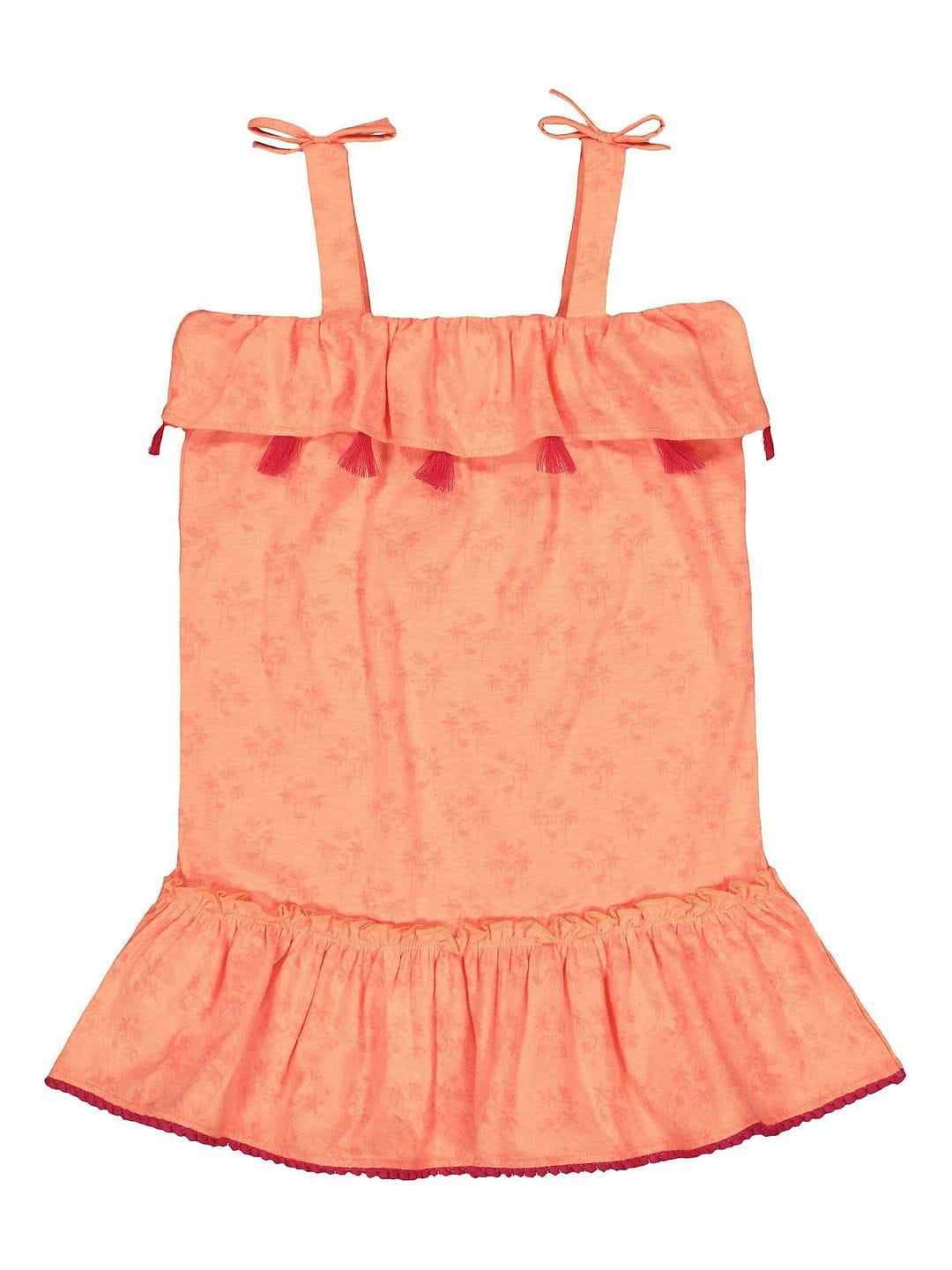 Palm Tree And Flamingo Coral Tassel Dress