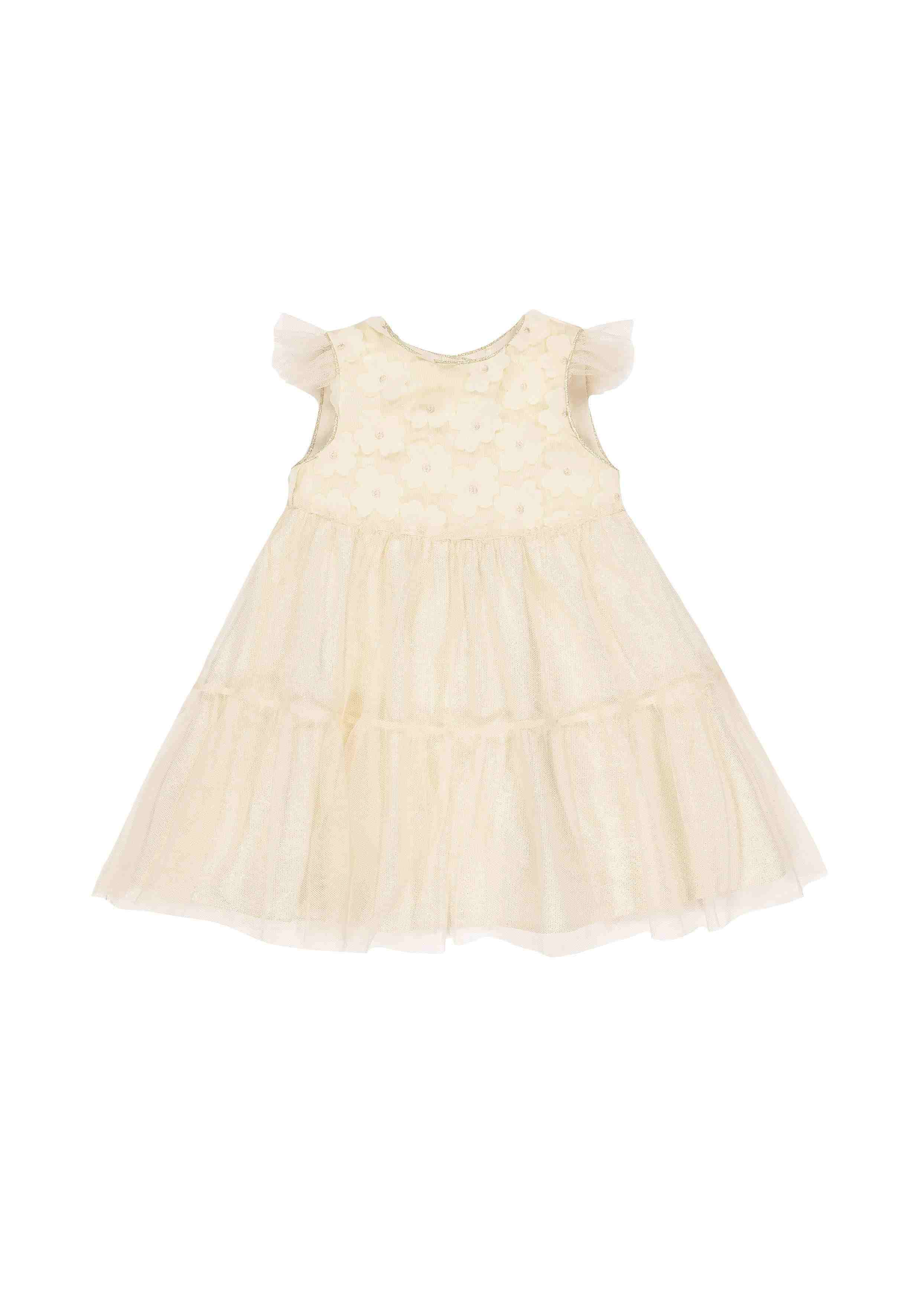 Flower Applique Tiered Occasion Dress