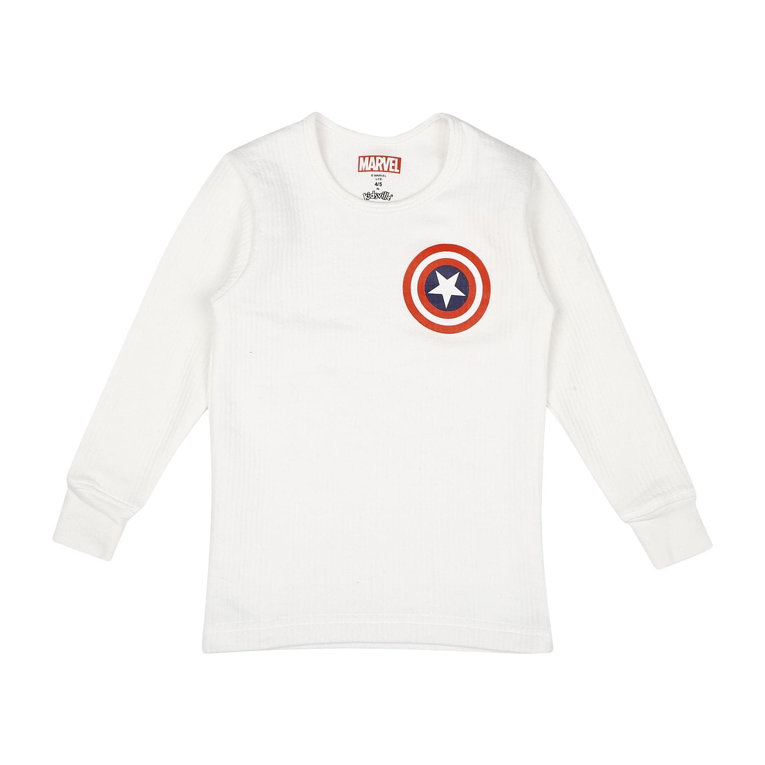 Mothercare | Boys Captain America Full Sleeves Thermal Top - White 0