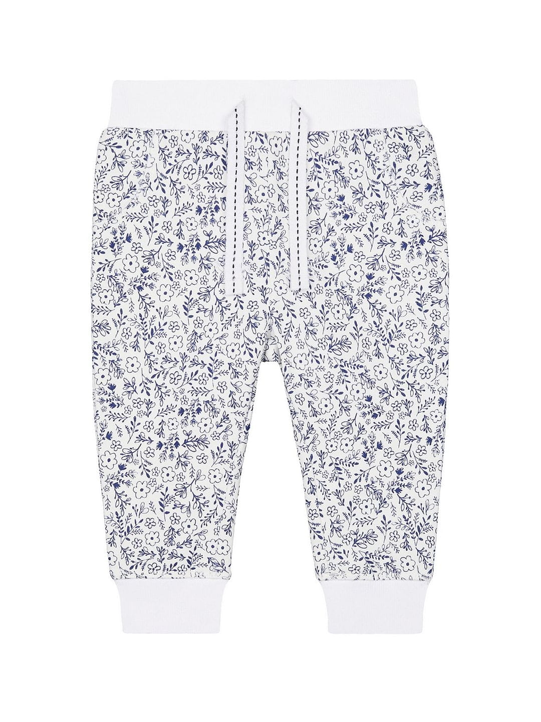 Mothercare | White And Blue Ditsy Floral Joggers 0