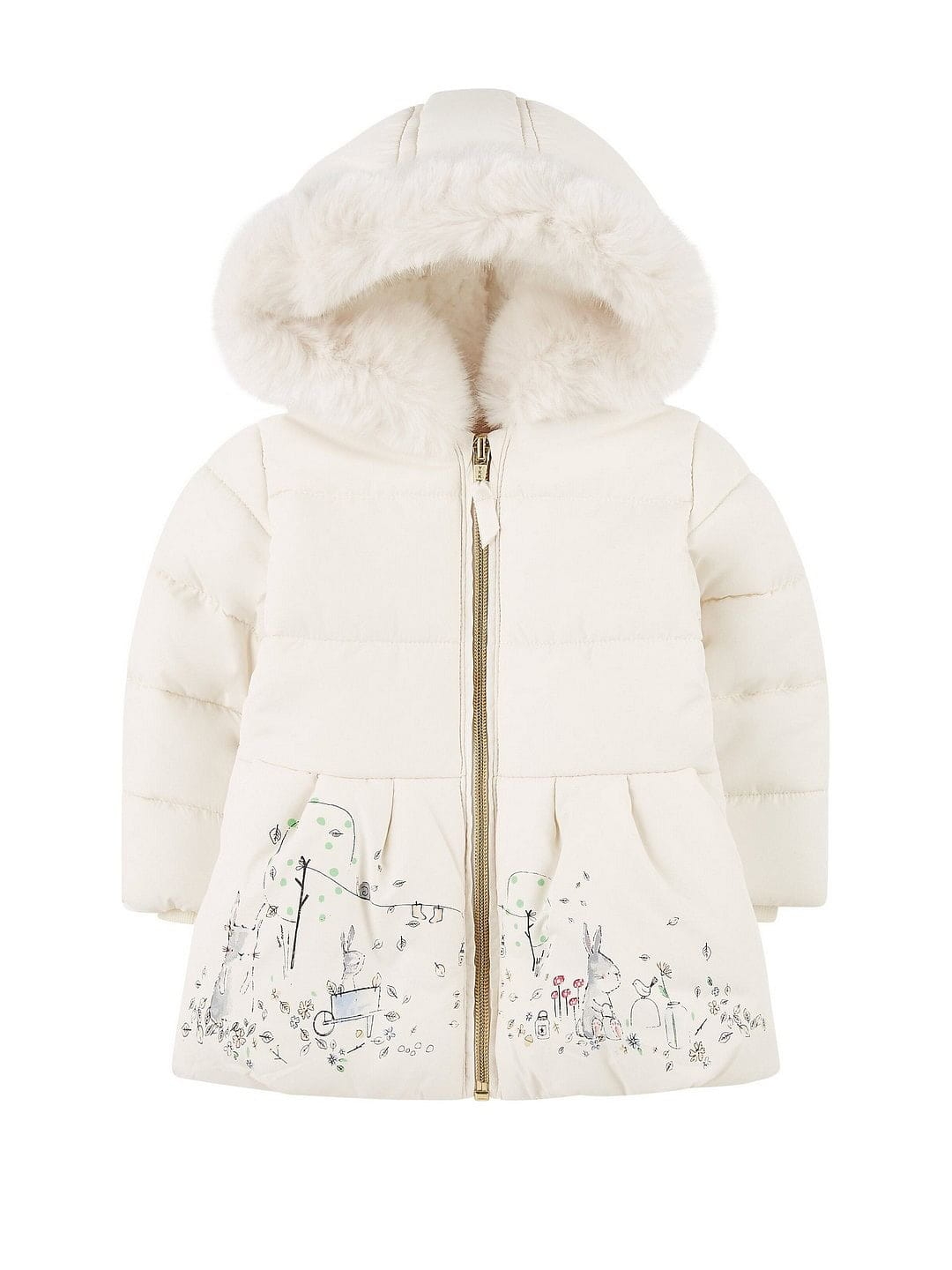 Mothercare | Cream Padded Coat With Borg Lining 0