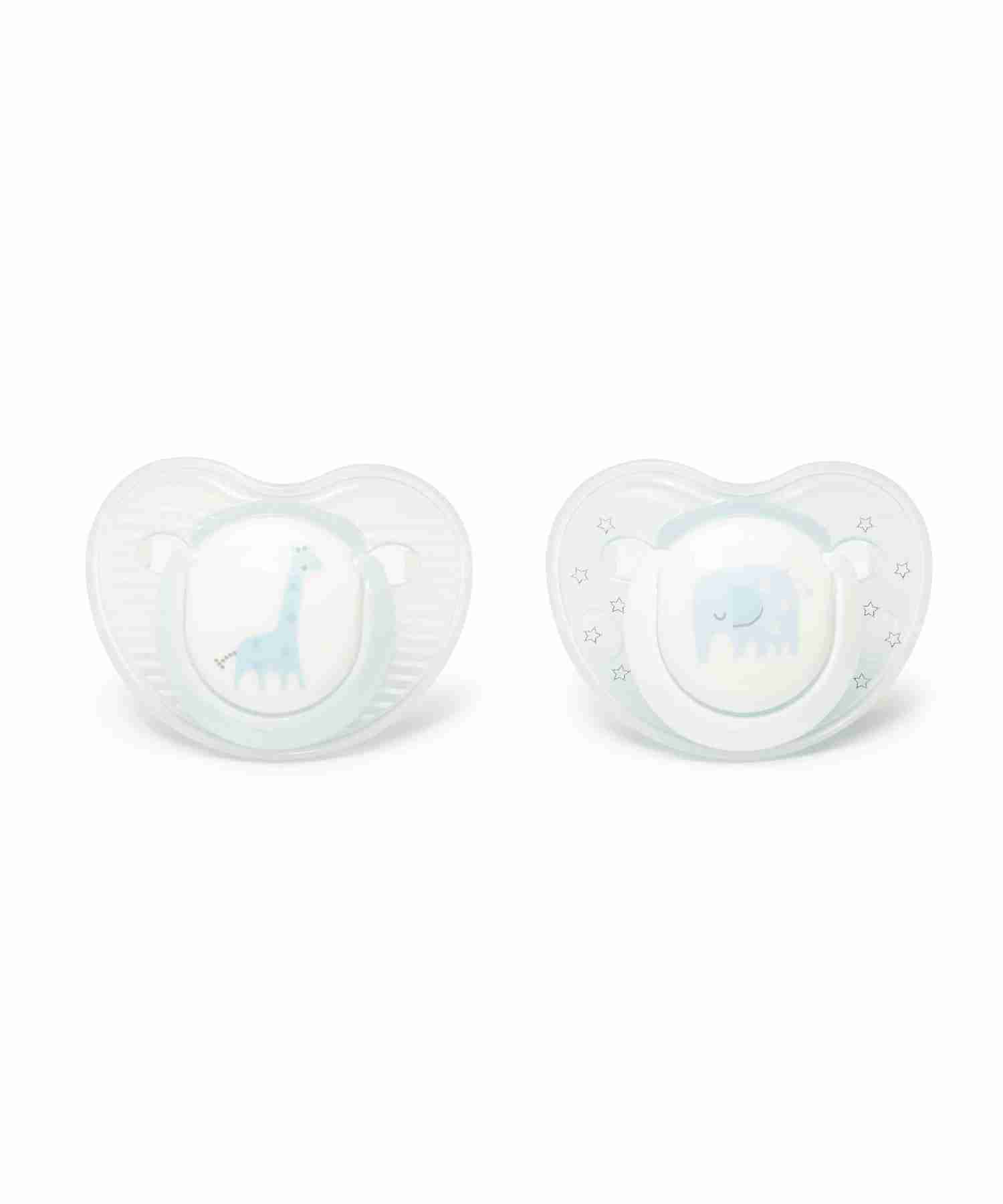 Mothercare Elephant and Giraffe Baby Soothers - Pack of 2 - Multicolor
