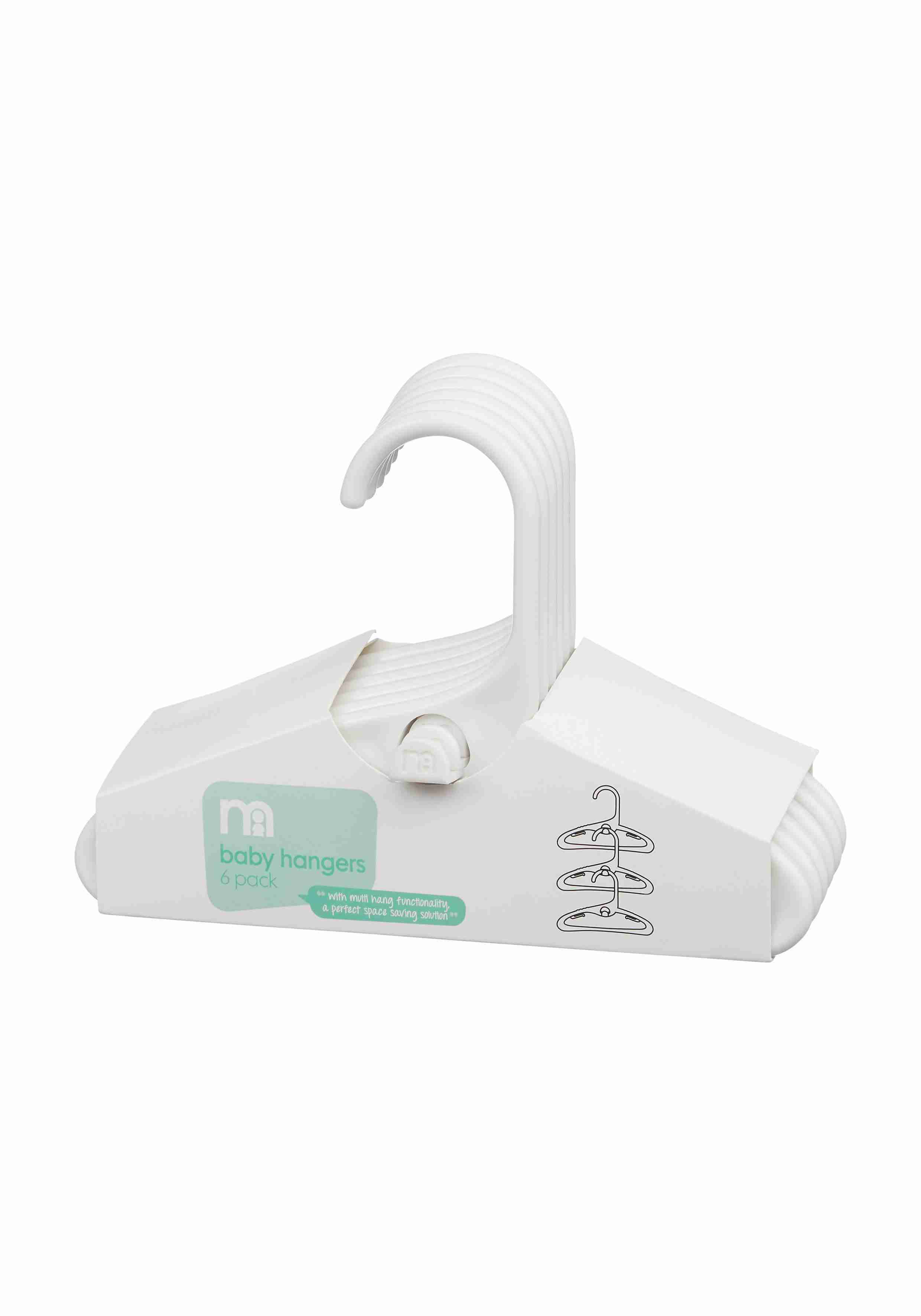 Mothercare Unisex Layette Baby Hangers - Pack of 6 - White