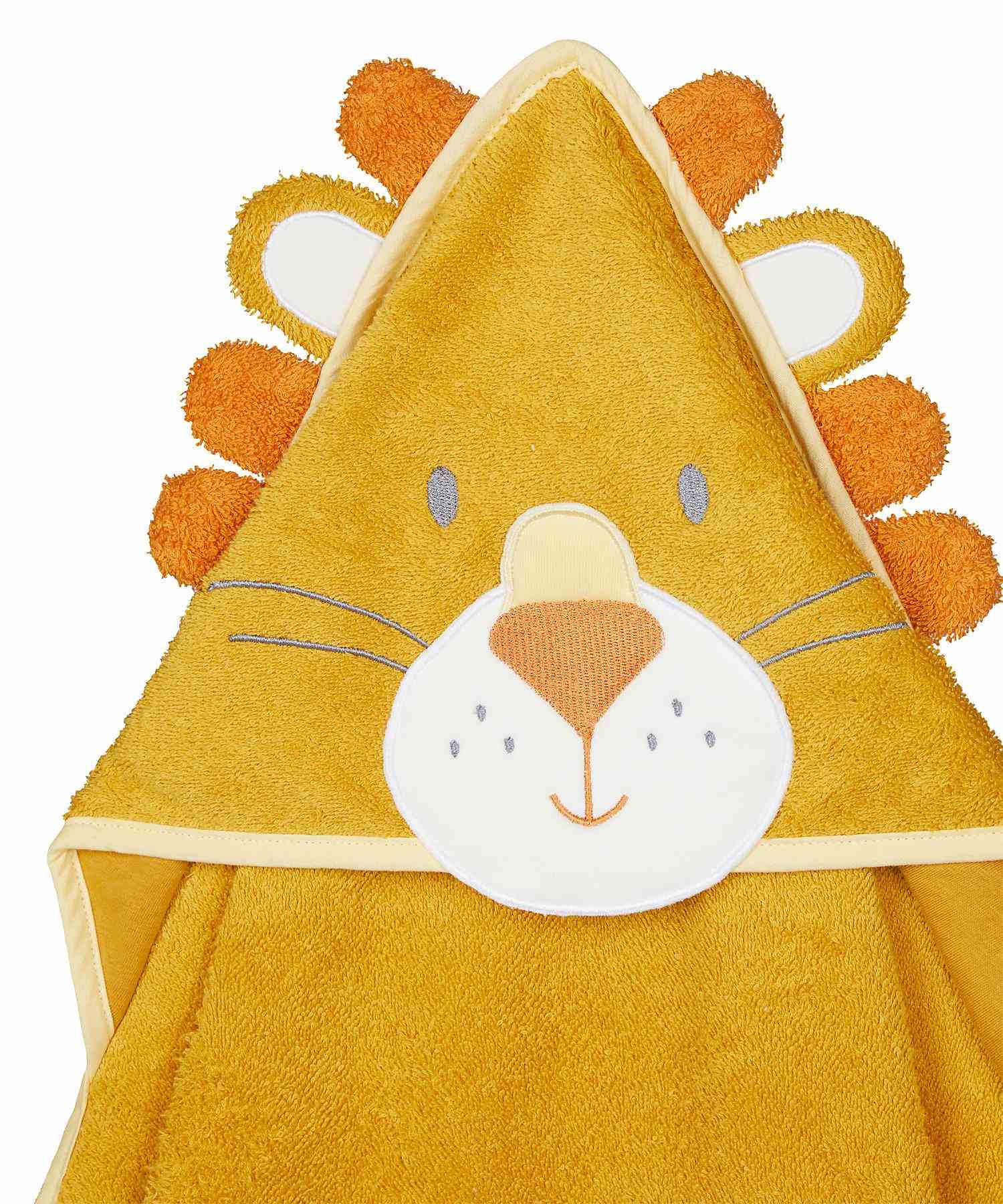 Mothercare Lion Character Cuddle N Dry Baby Towel - Yellow