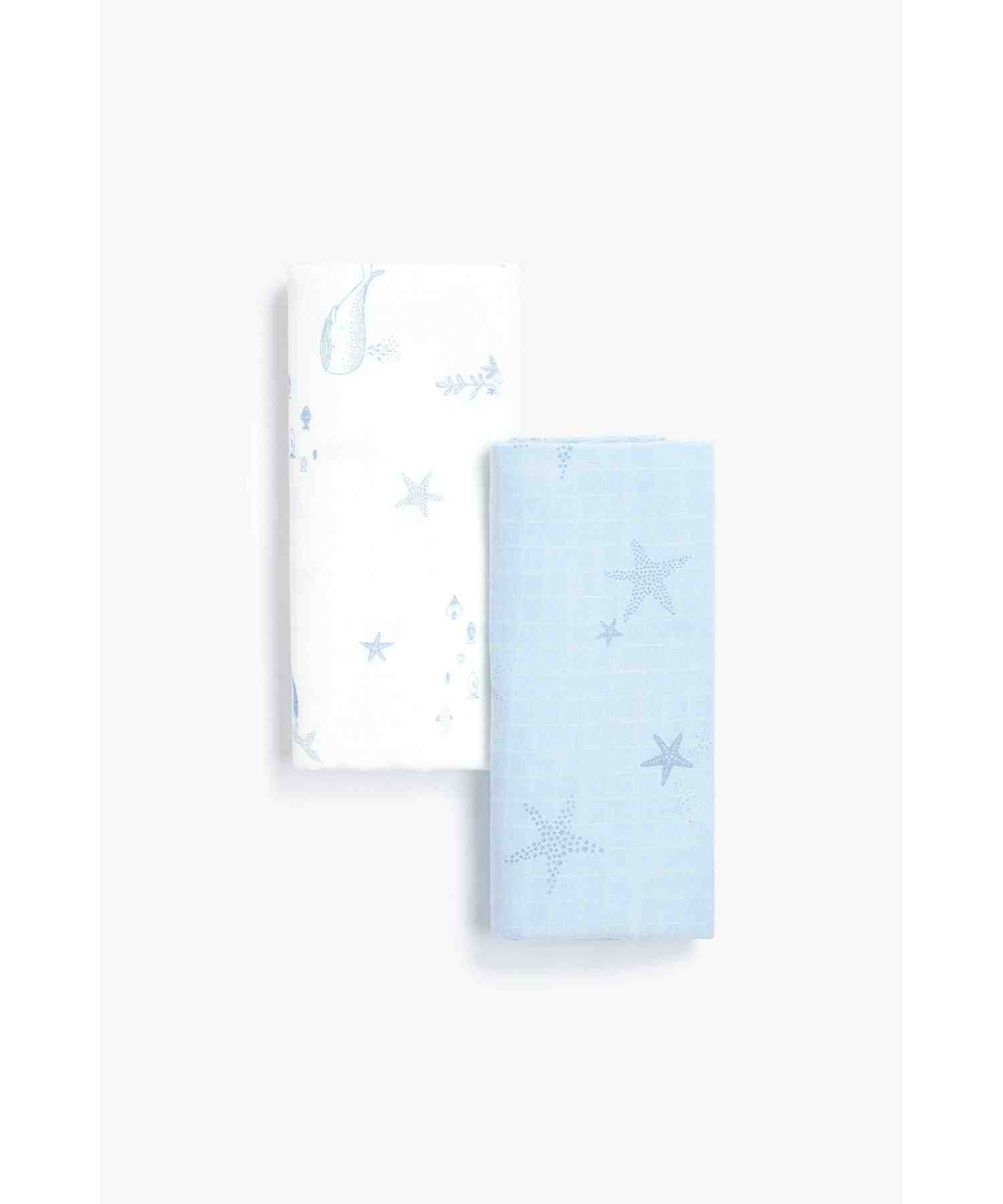 Mothercare Boys 0-36M Muslins - Pack of 2 - Blue