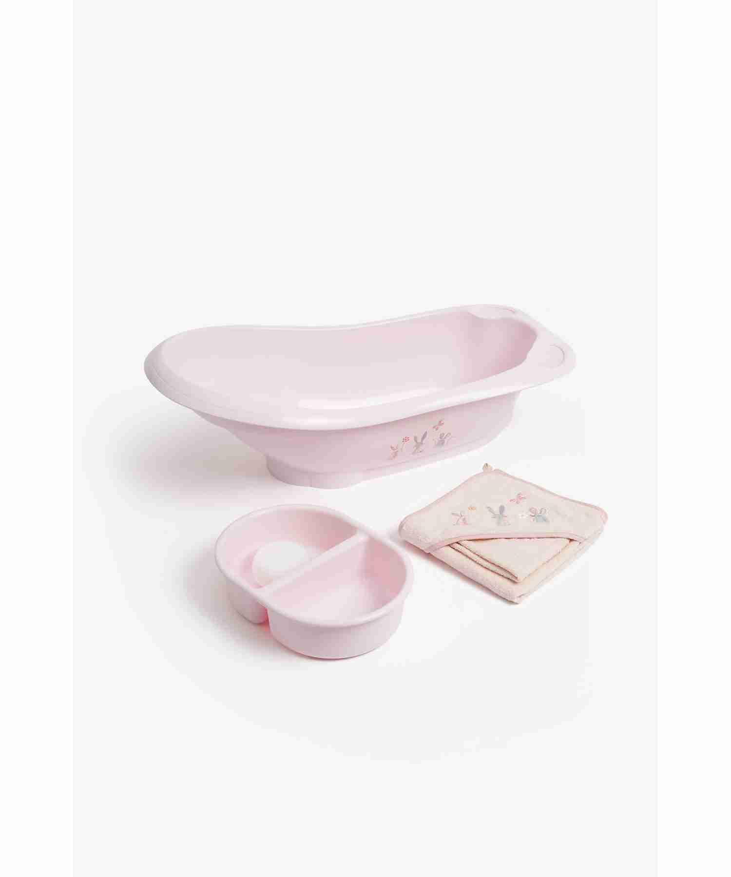 Mothercare Girls Drain And Plug Baby Bath Tub - Pink
