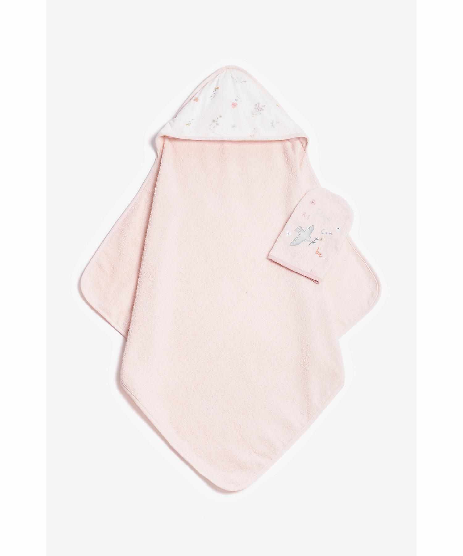 Mothercare Flutterby Cuddle N Dry Towelling Mit Set - Pack of 2 - Pink
