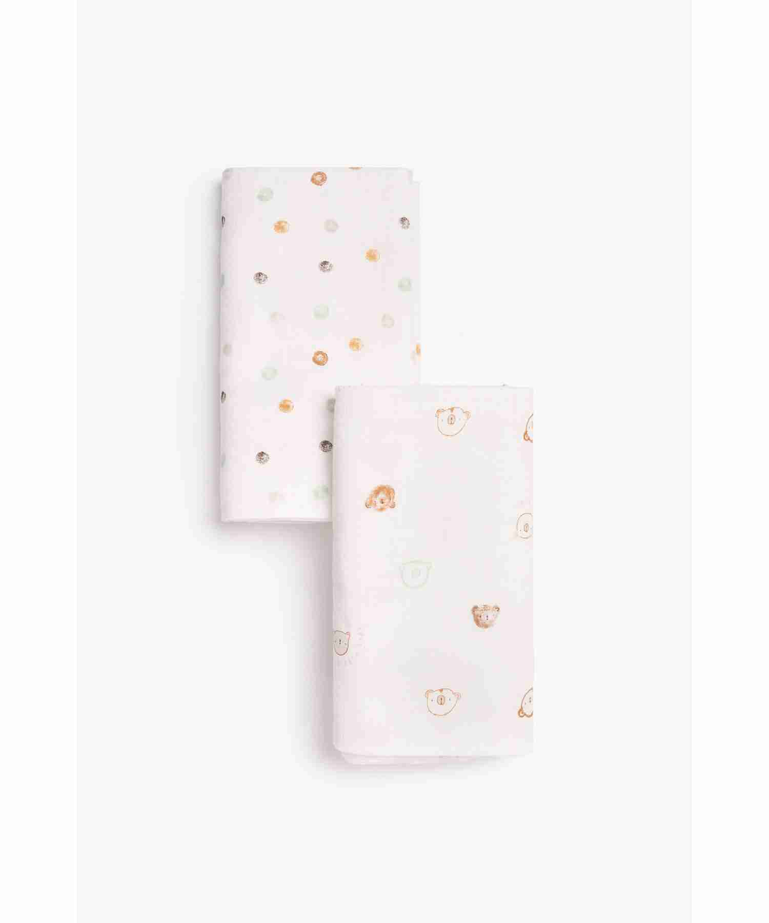 Mothercare Unisex 100% Cotton ComfortableMuslins - Pack of 2 - Beige