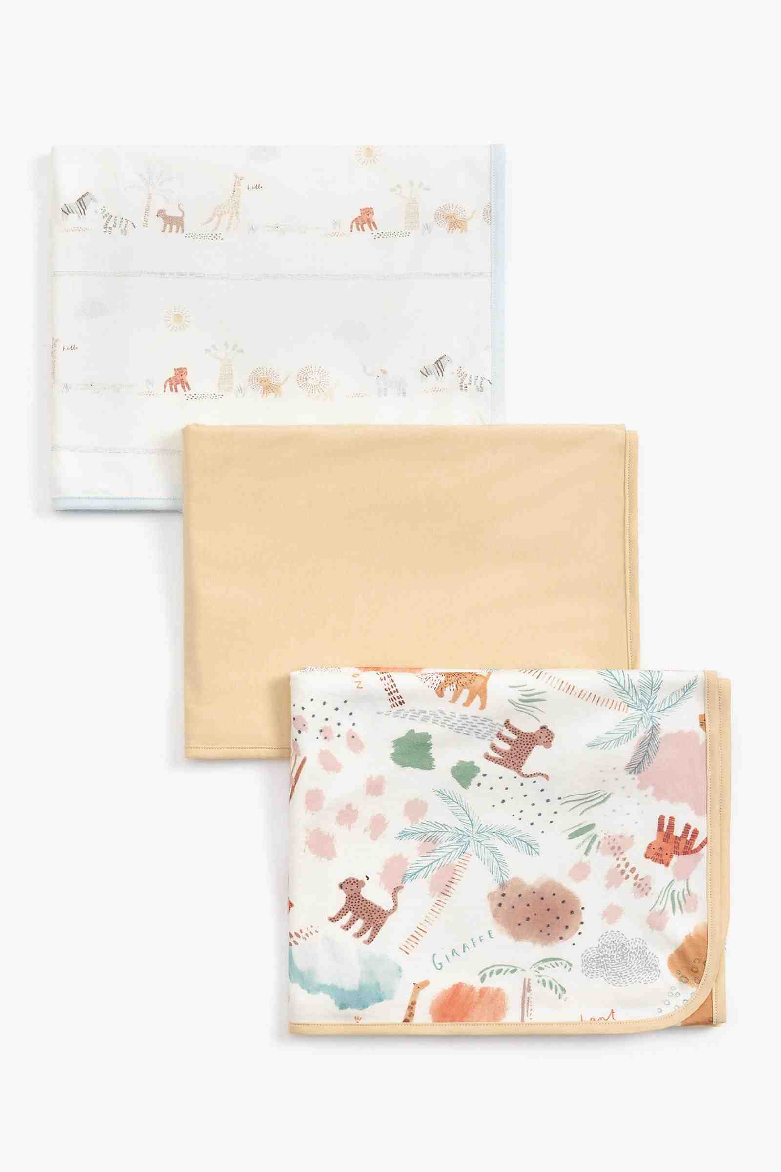 Mothercare Animal Kingdom Jersey Blankets - Pack of 3 - Multicolor