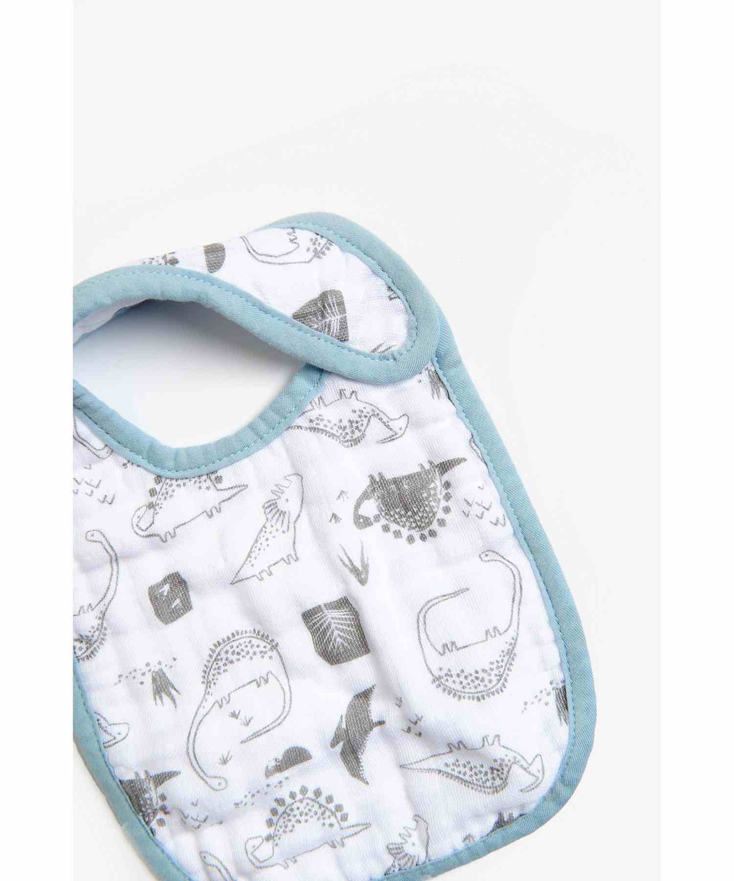 Mothercare Dino Muslin Bibs - Pack of 3 - Blue
