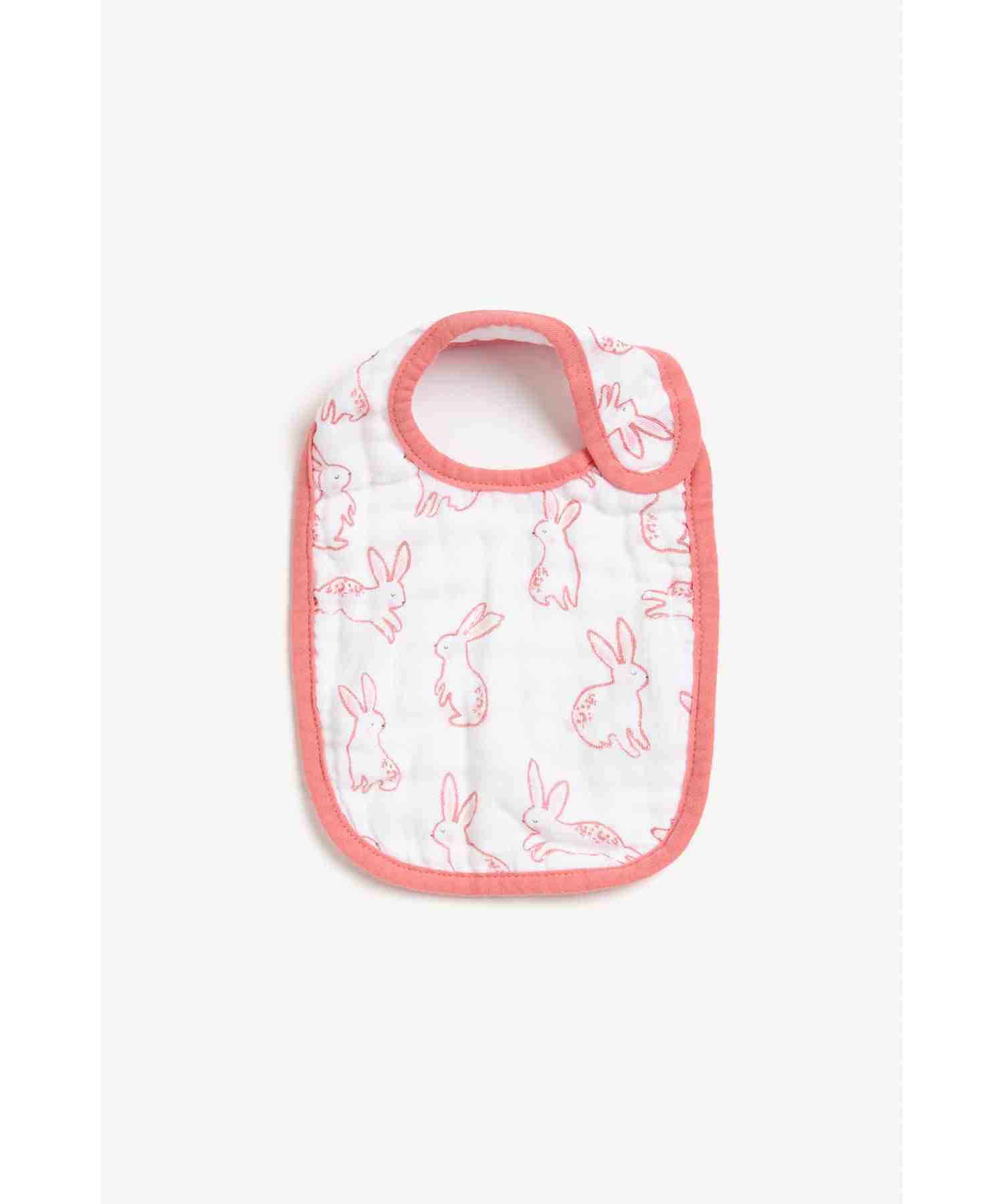 Mothercare Bunny Muslin Bibs - Pack of 3 - Pink
