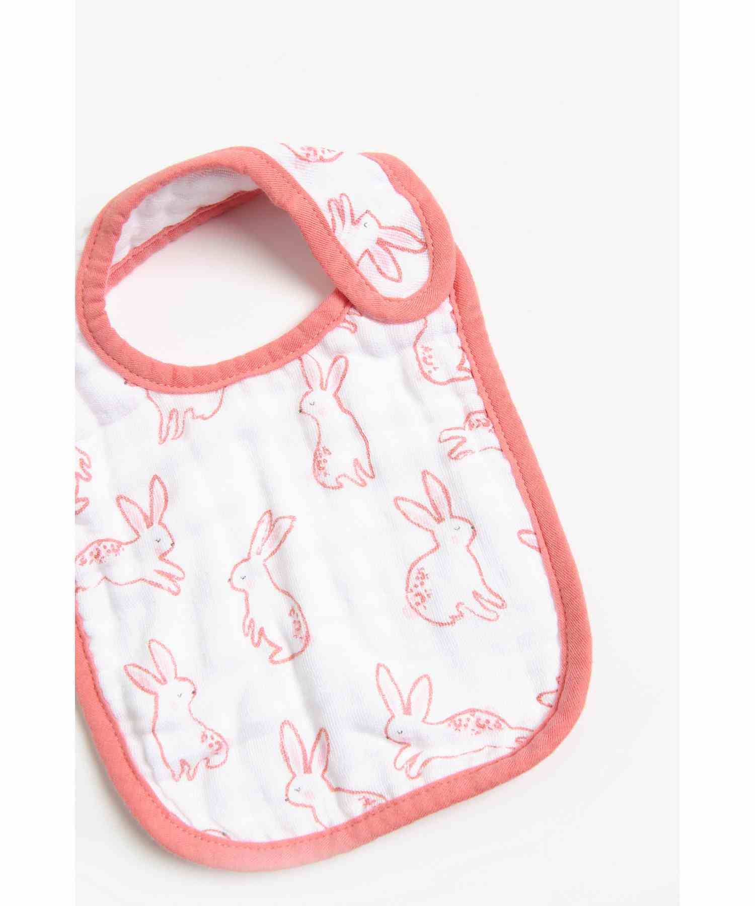 Mothercare Bunny Muslin Bibs - Pack of 3 - Pink