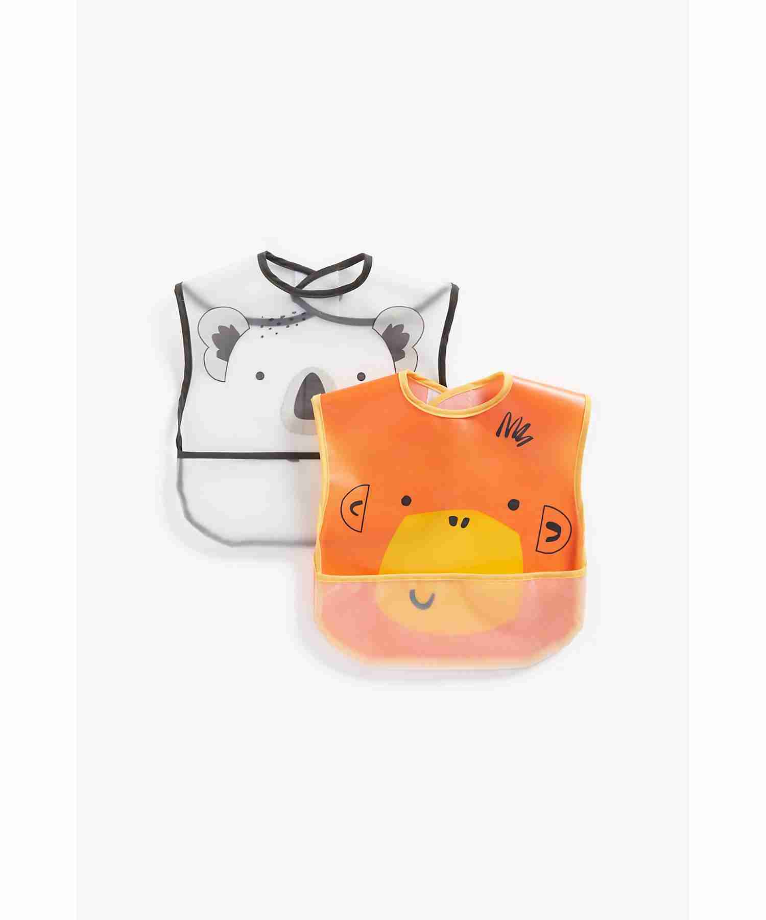 Mothercare Animals Crumb-Catcher Bibs - Pack of 2 - Multicolor