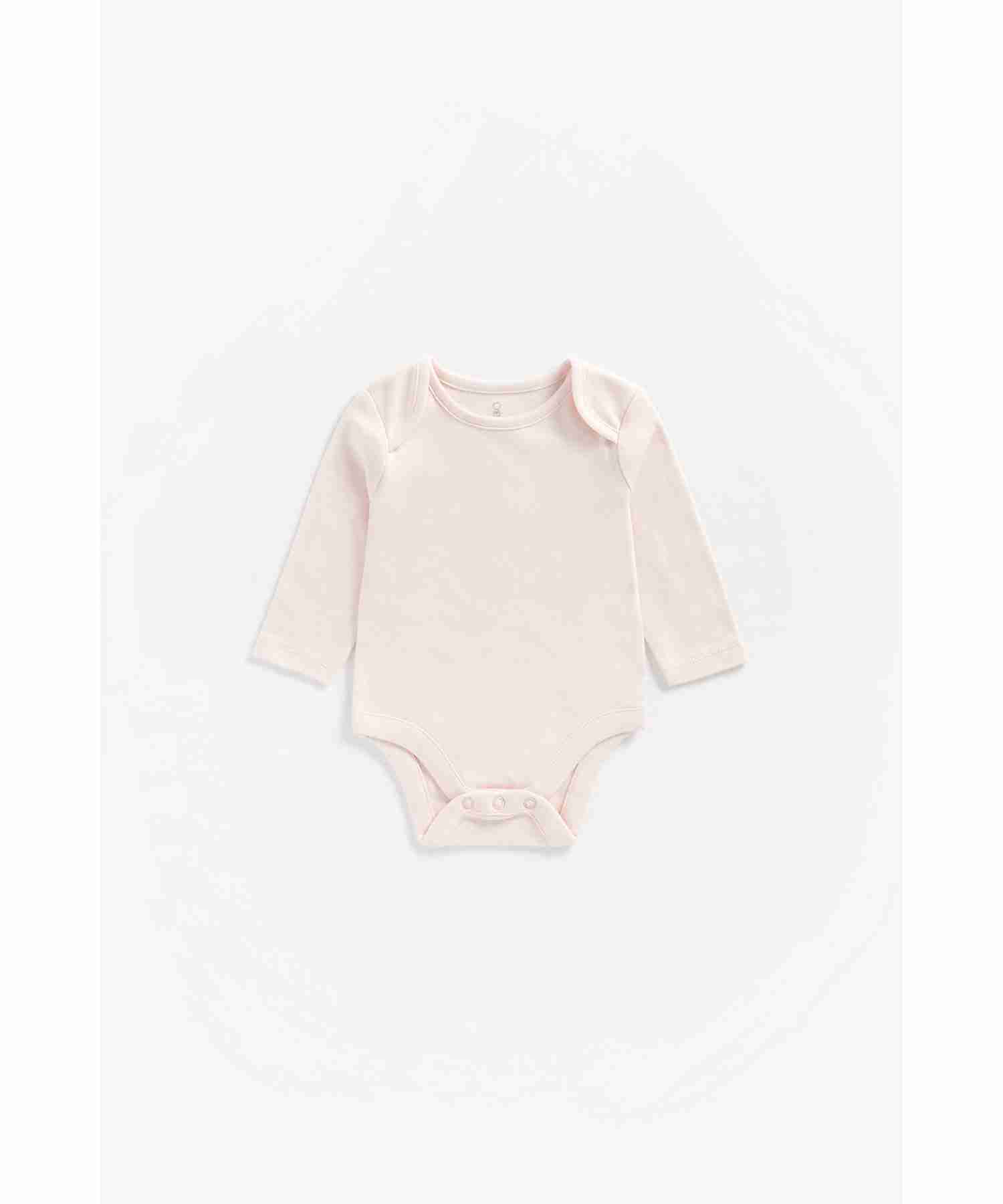 Mothercare Girls 100% Cotton Full Sleeves Bodysuit and Dungaree Set - Pink