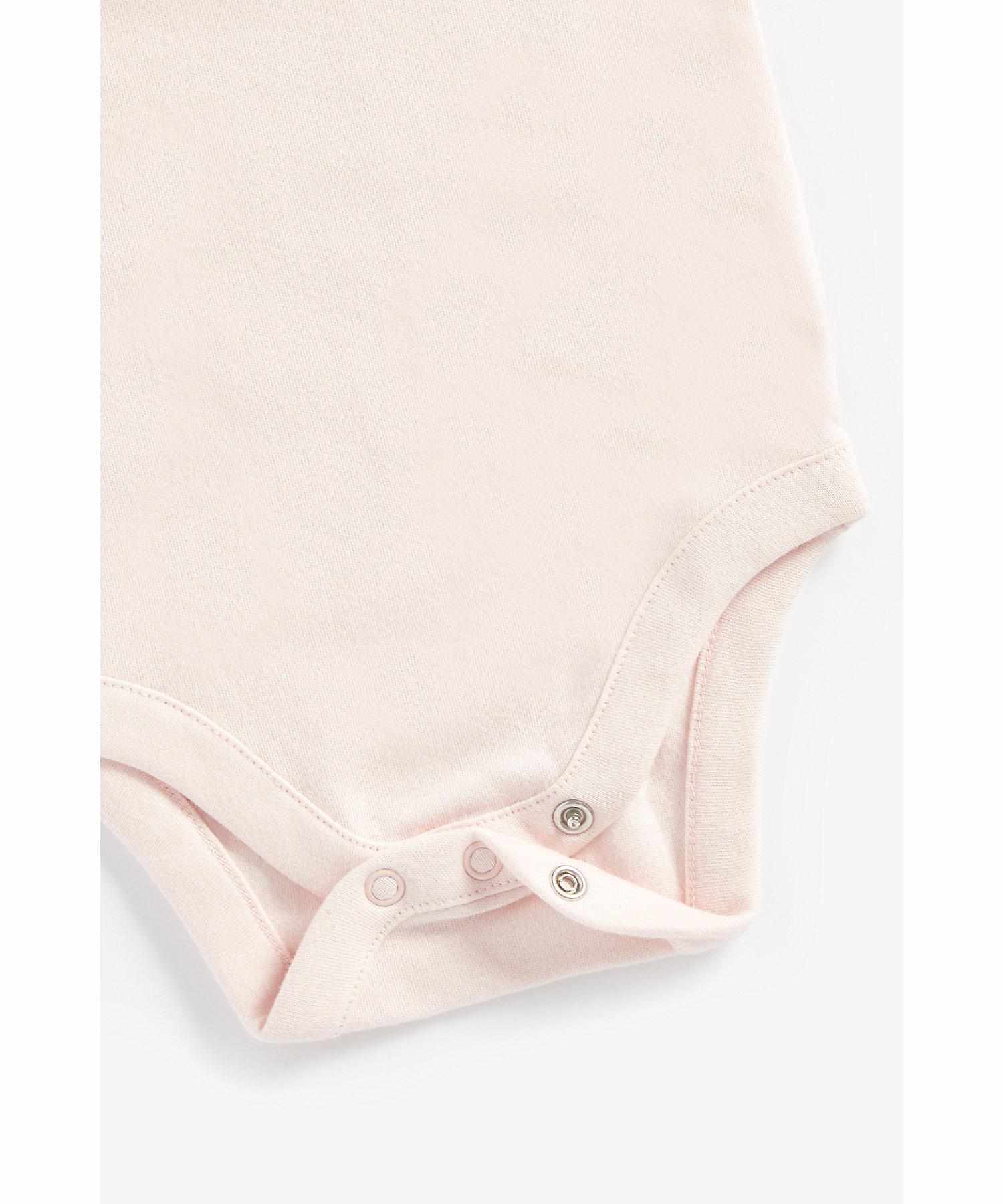 Mothercare Girls 100% Cotton Full Sleeves Bodysuit and Dungaree Set - Pink