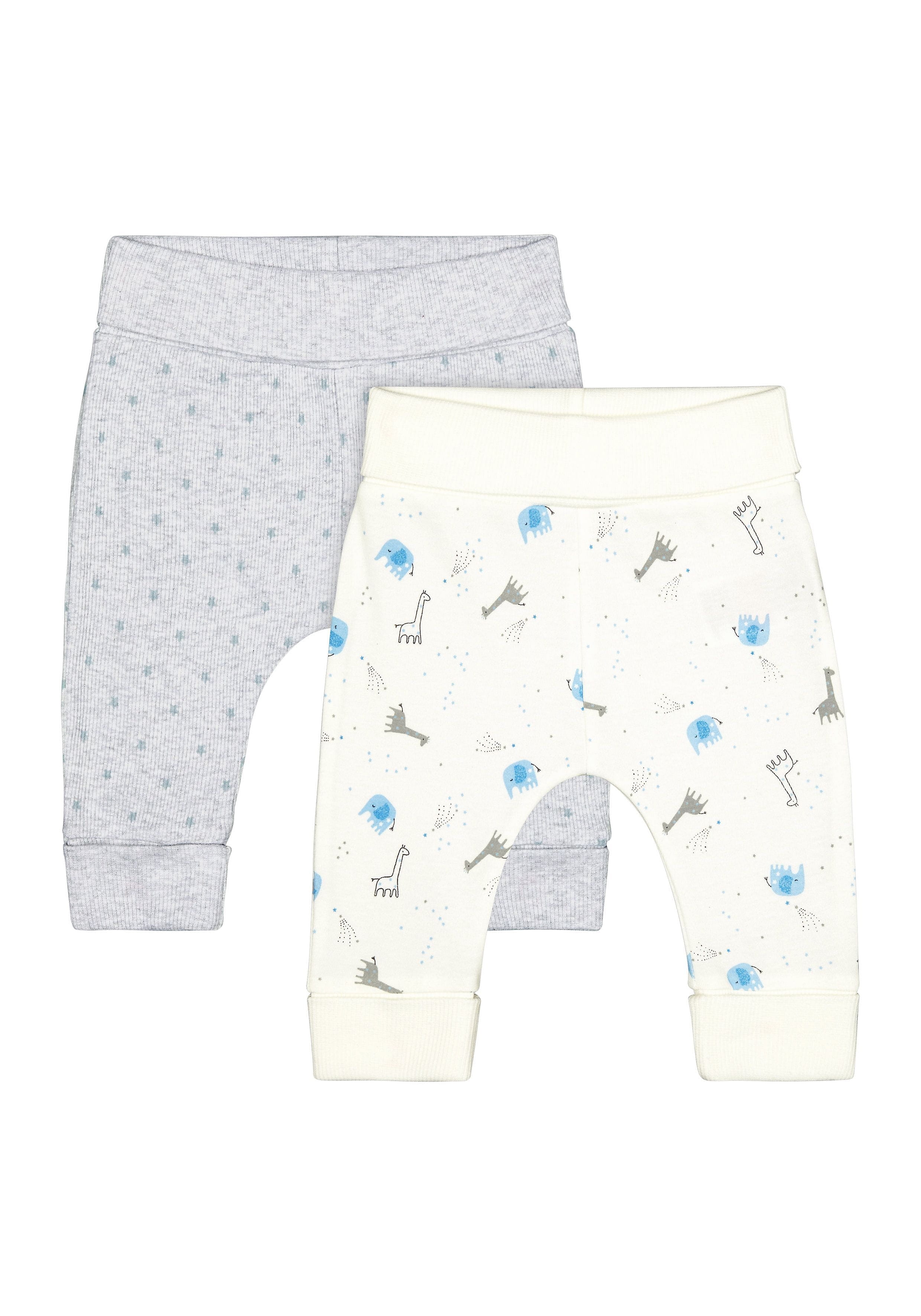 Mothercare | Boys My First Animal And Ribbed Grey Star Leggings - 2 Pack - White 0