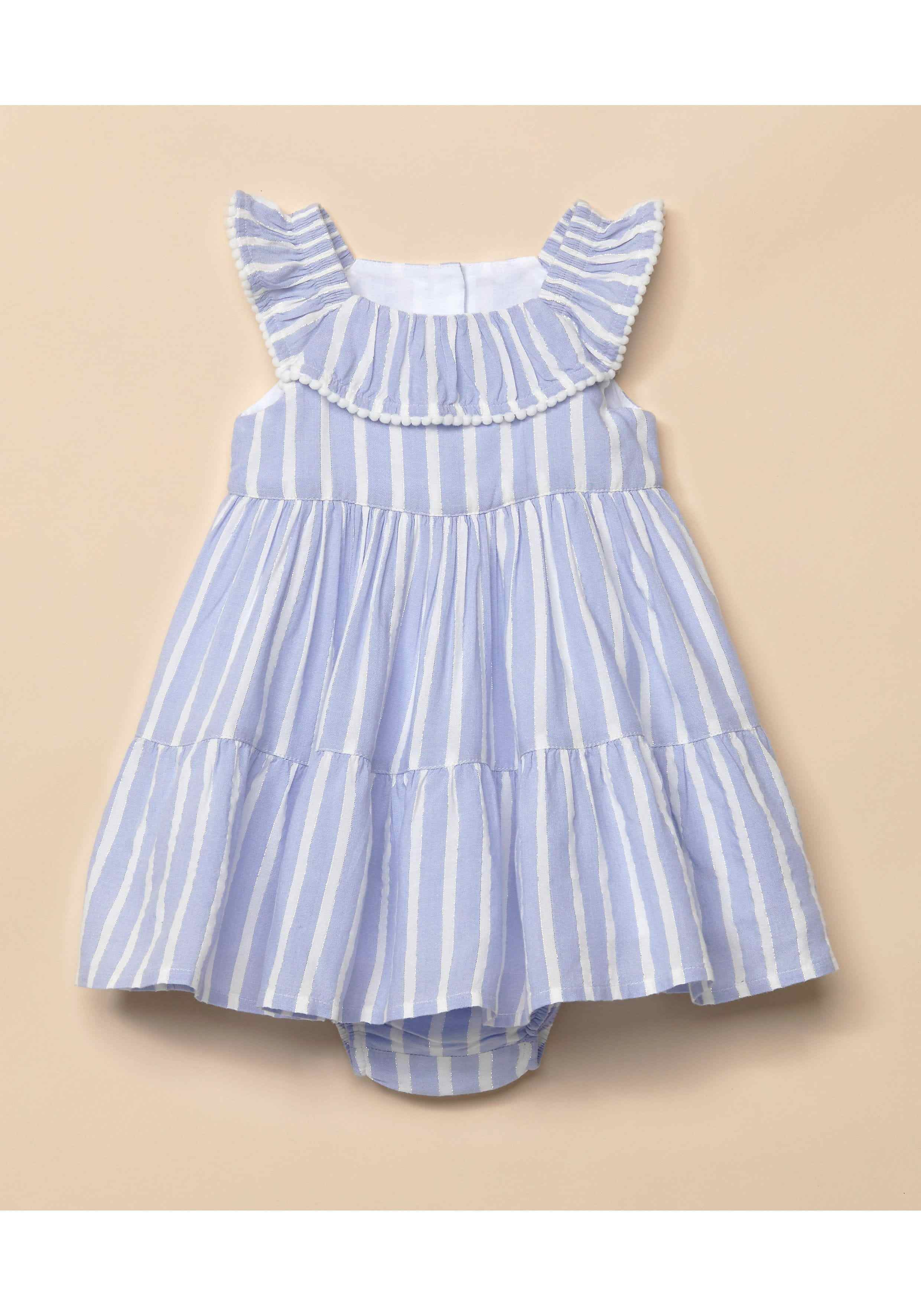 Girls Sleeveless Striped Dress - Blue