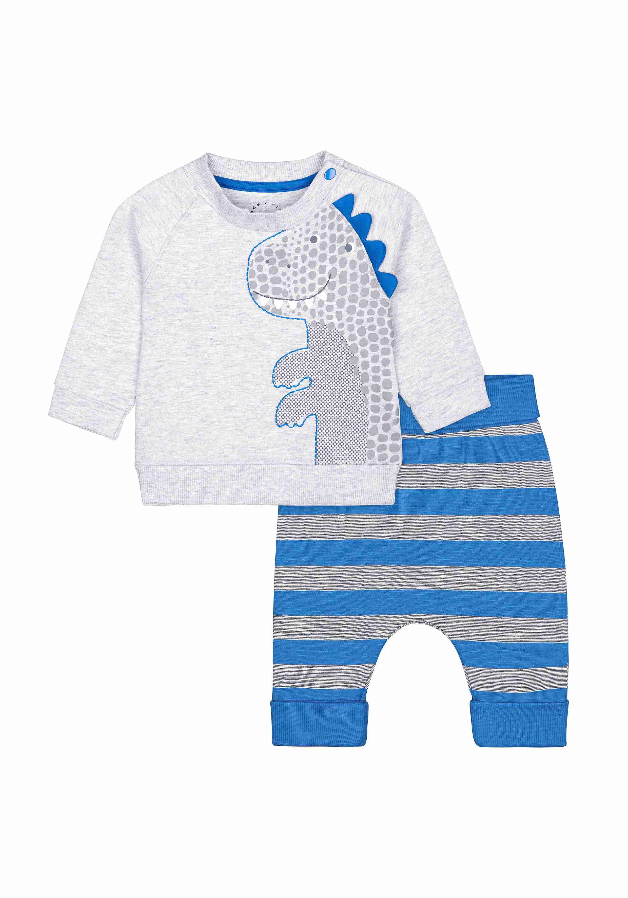 Boys Full Sleeves Jog Set 3D Dino Spikes - Blue