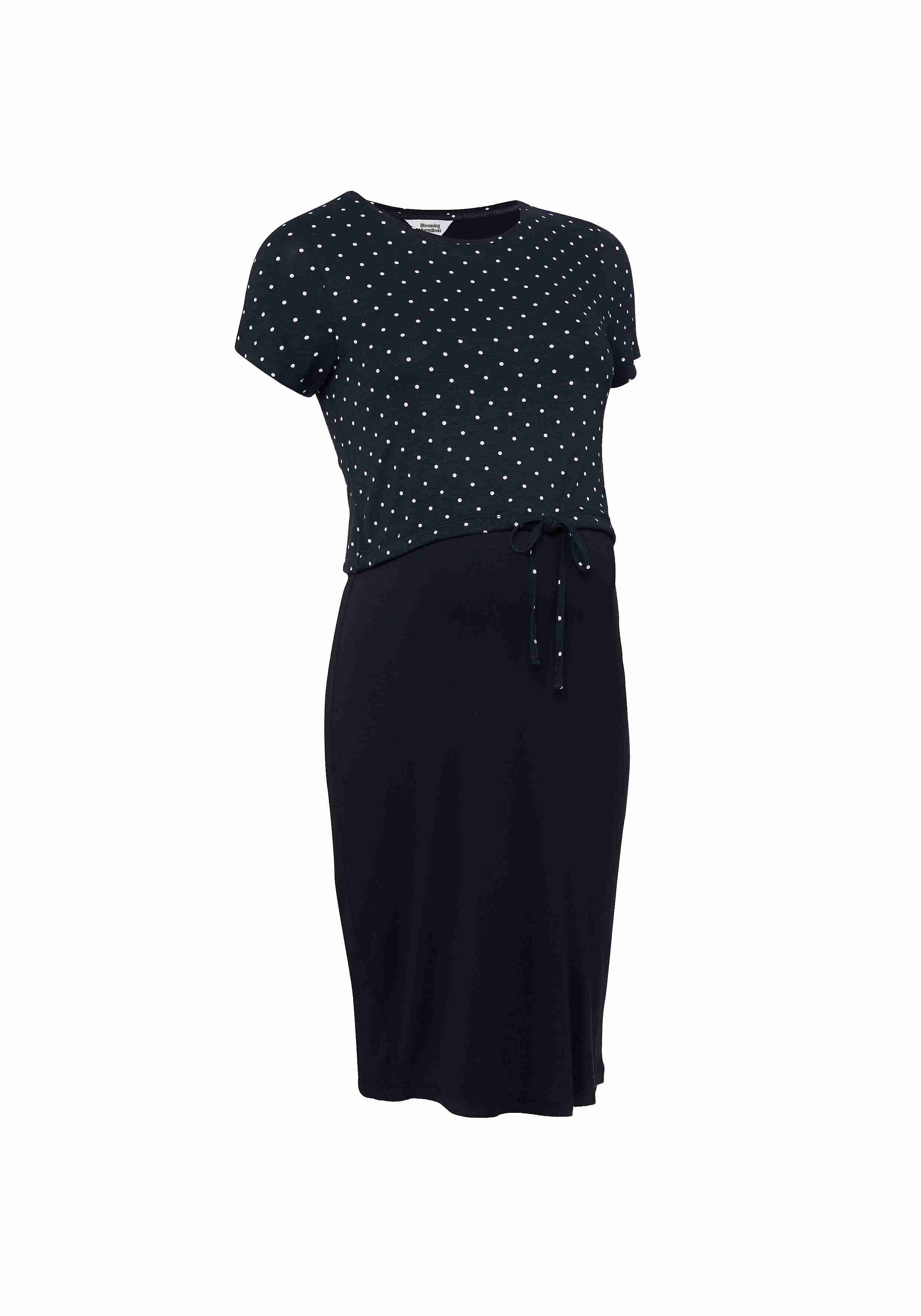 Women Navy Polka - Dot Nursing Dress - Navy