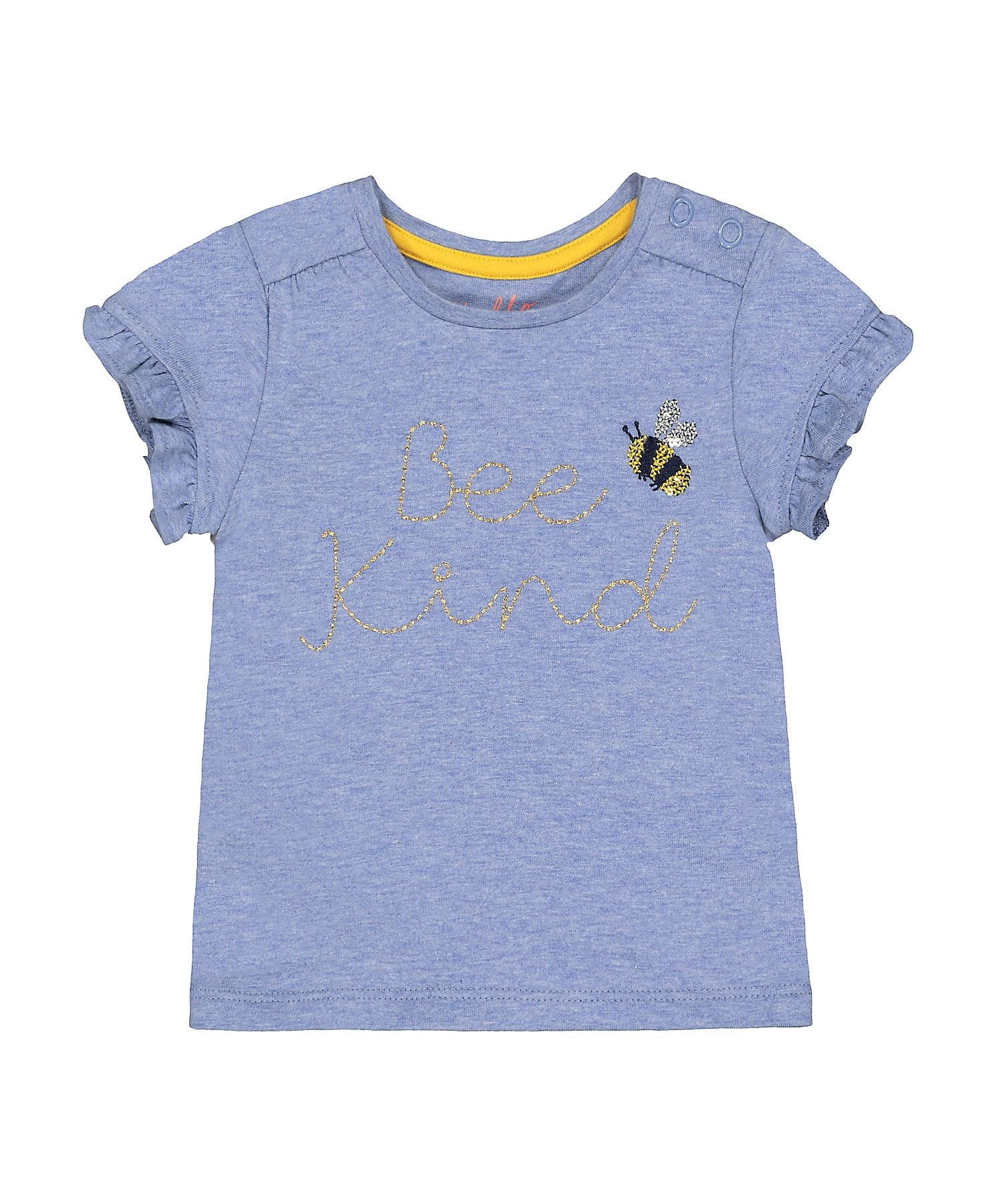 Mothercare | Girls Half Sleeves Tops Sequined Bee Design-Blue 0