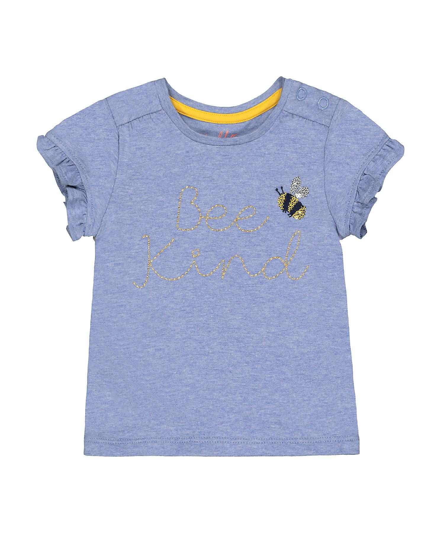 Mothercare Girls 100% Cotton Half Sleeves Top- Blue