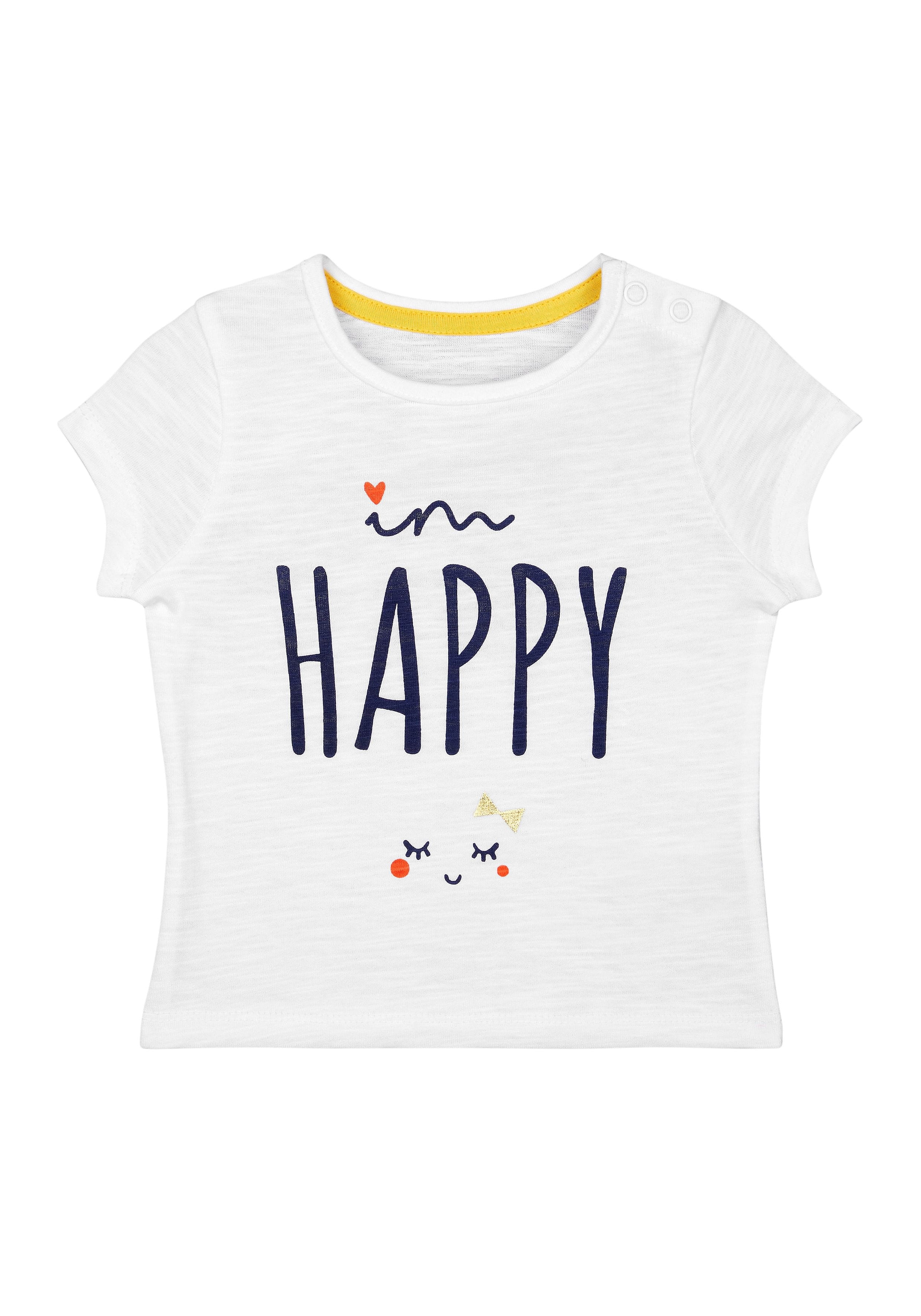 Mothercare | Girls Half Sleeves T-Shirt Text Print - White 0