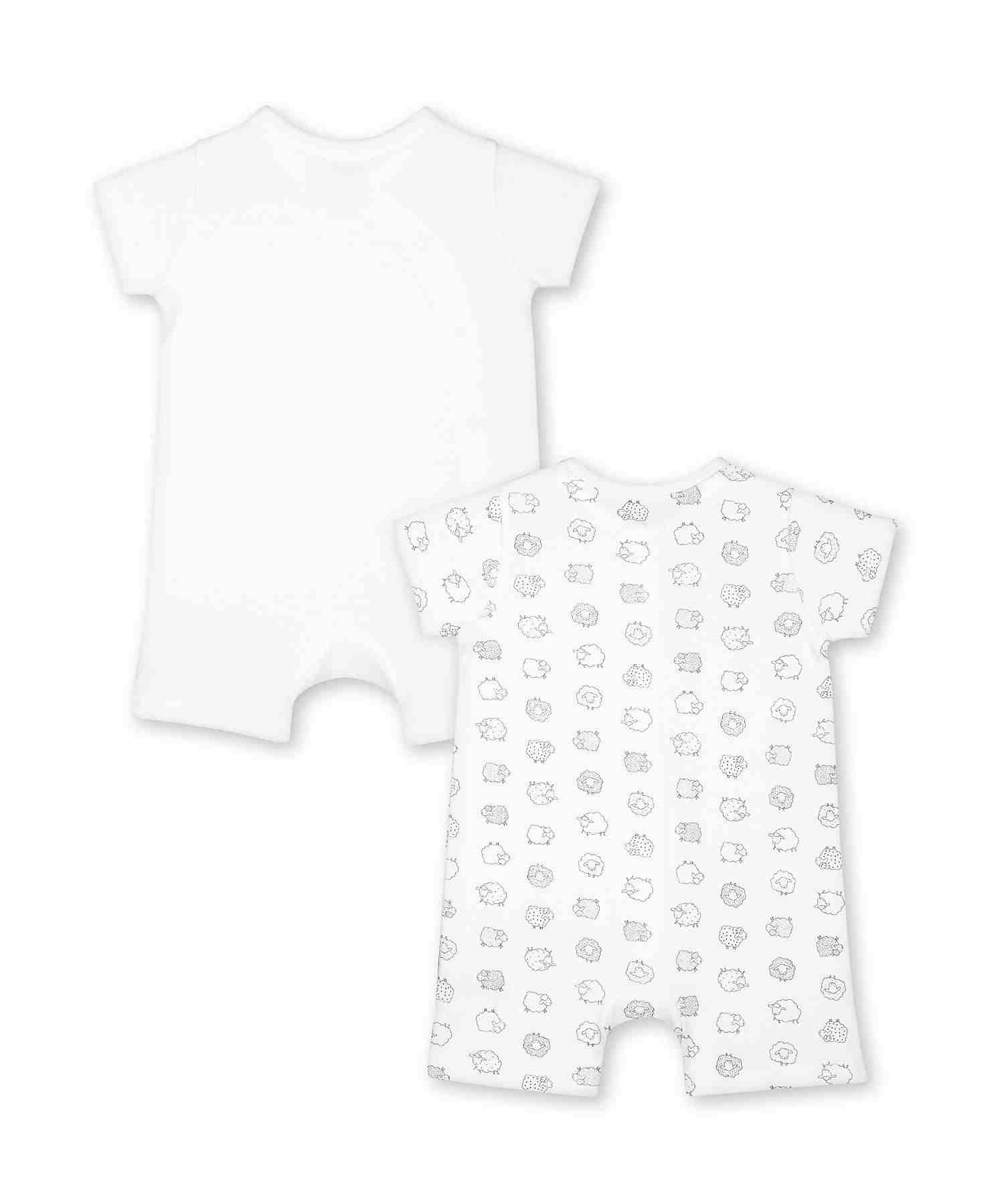 Mothercare Unisex Half Sleeves Romper - Pack of 2 - White