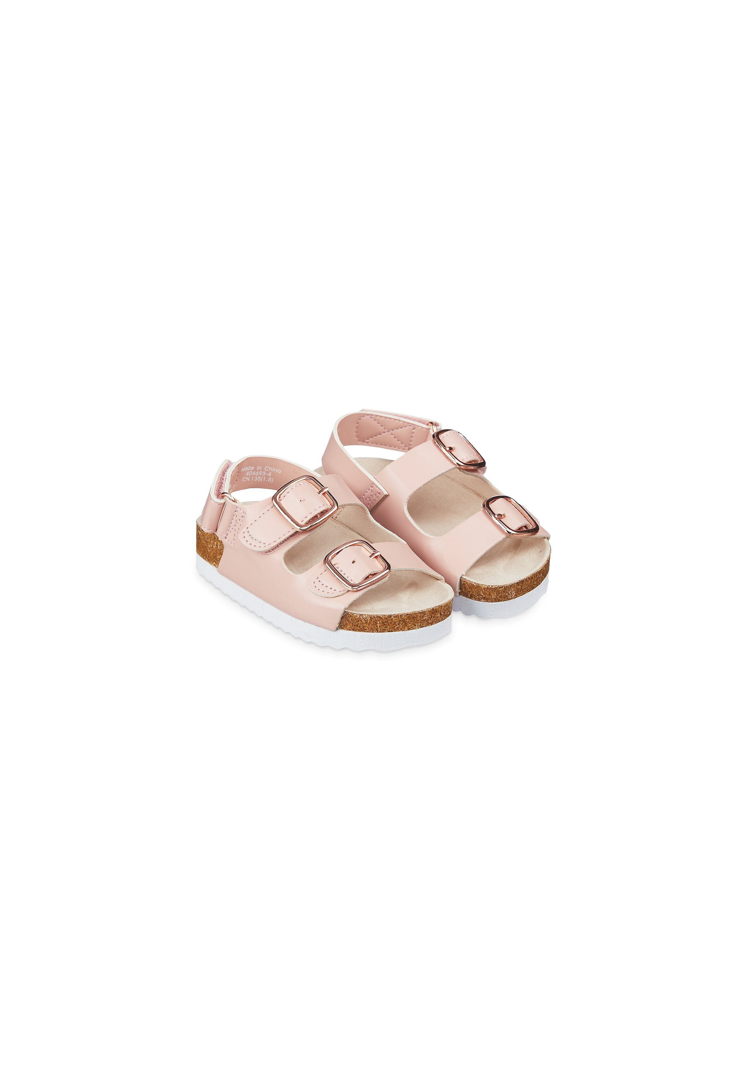 Pink Double Buckle Footbed Sandals