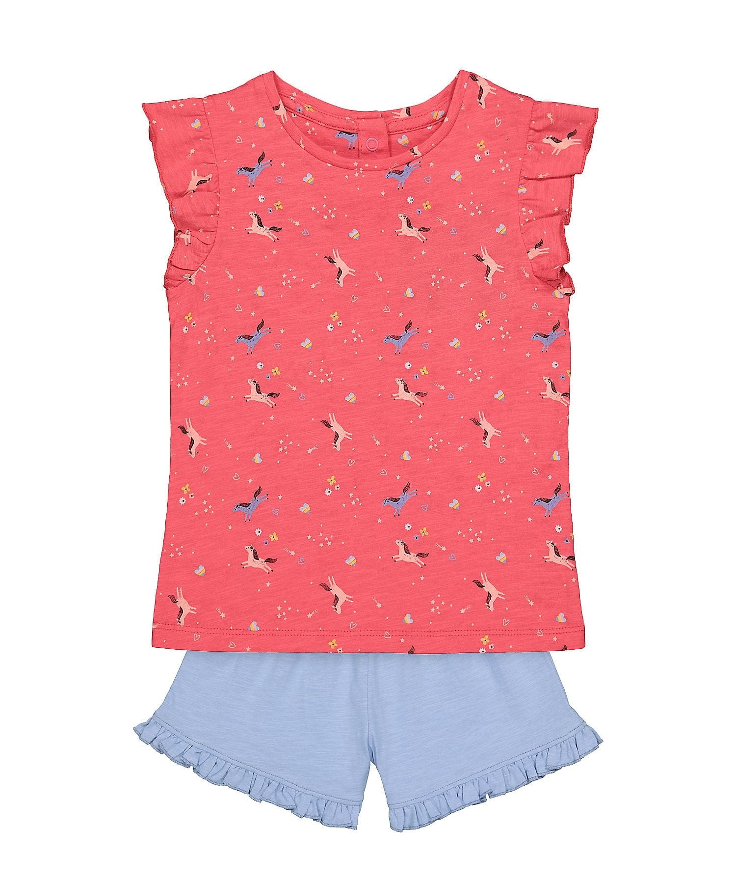 Mothercare | Girls Half Sleeves Shorts Sets  - Pack Of 2 - Pink 0