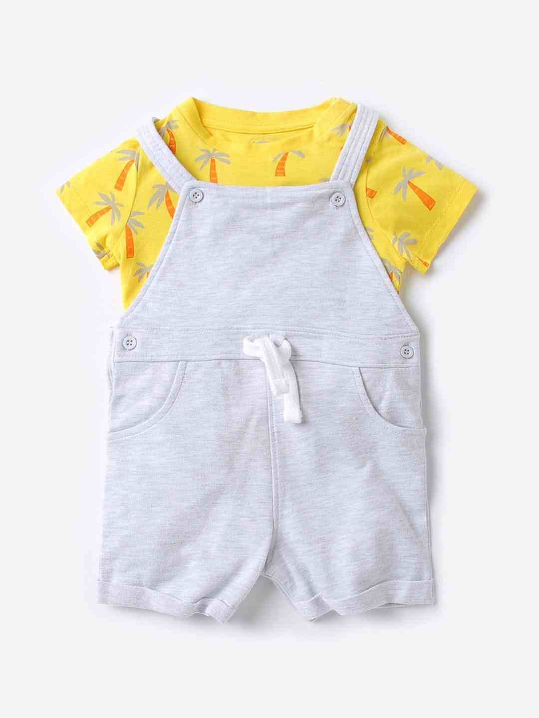 Yellow and Grey Boy Dungaree Set