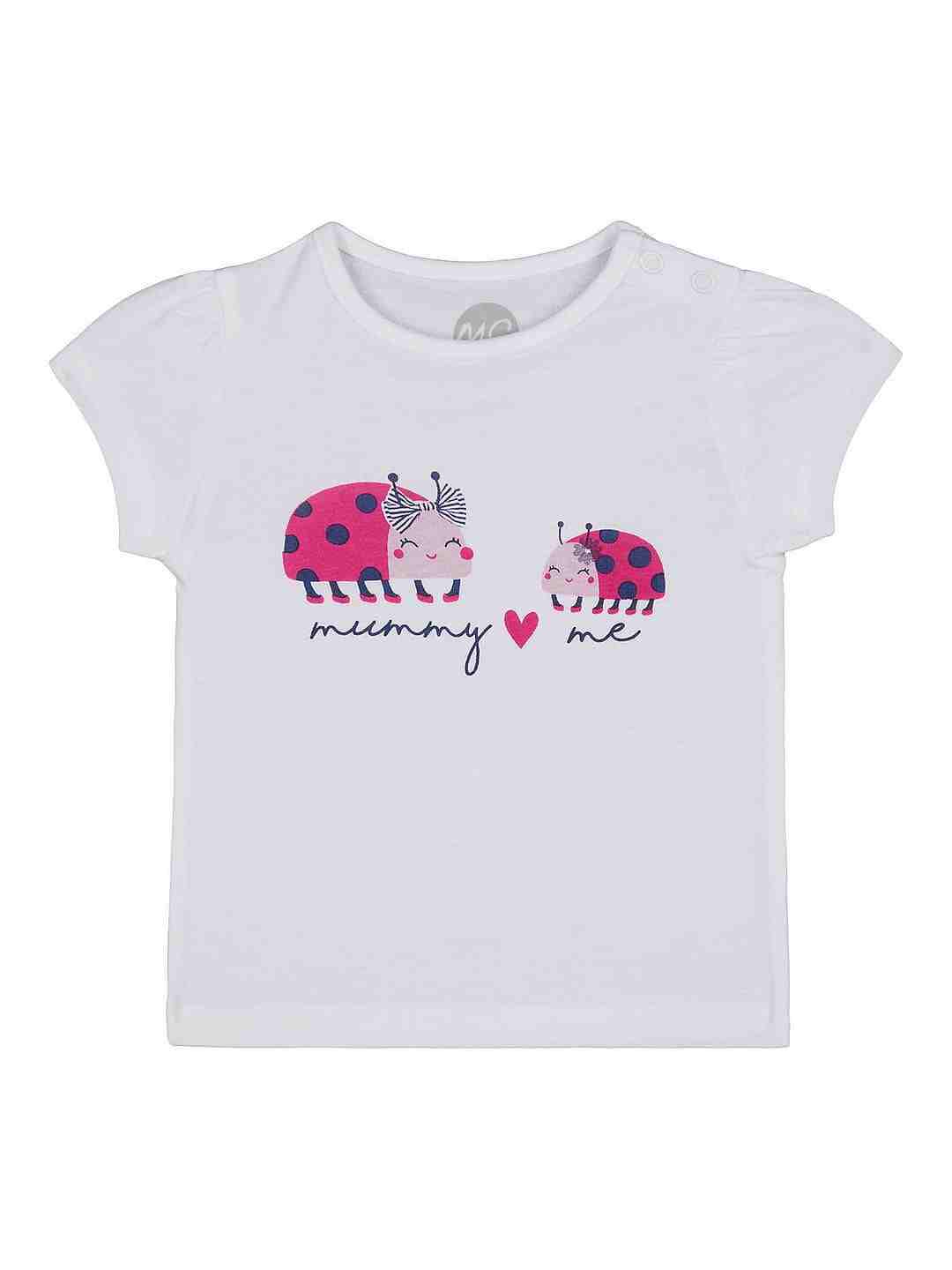 Girls Half Sleeve Round Neck Tee - Printed White