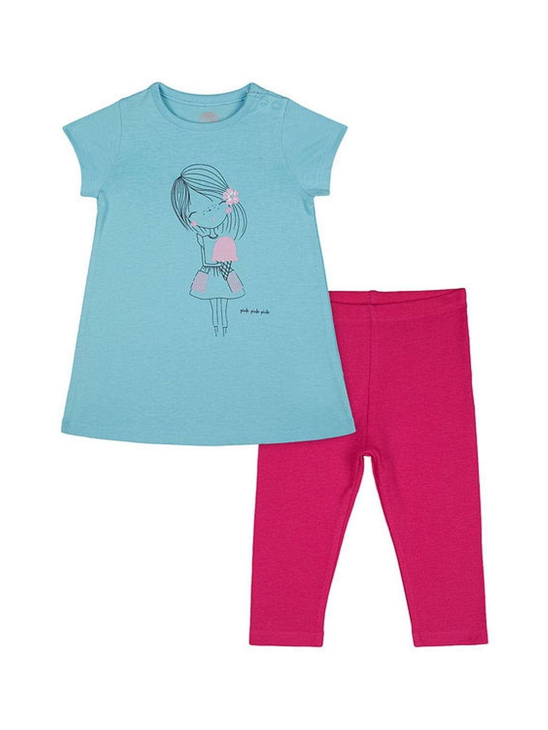 Mothercare | Girls Half Sleeve Pant Set - Blue and Pink 0