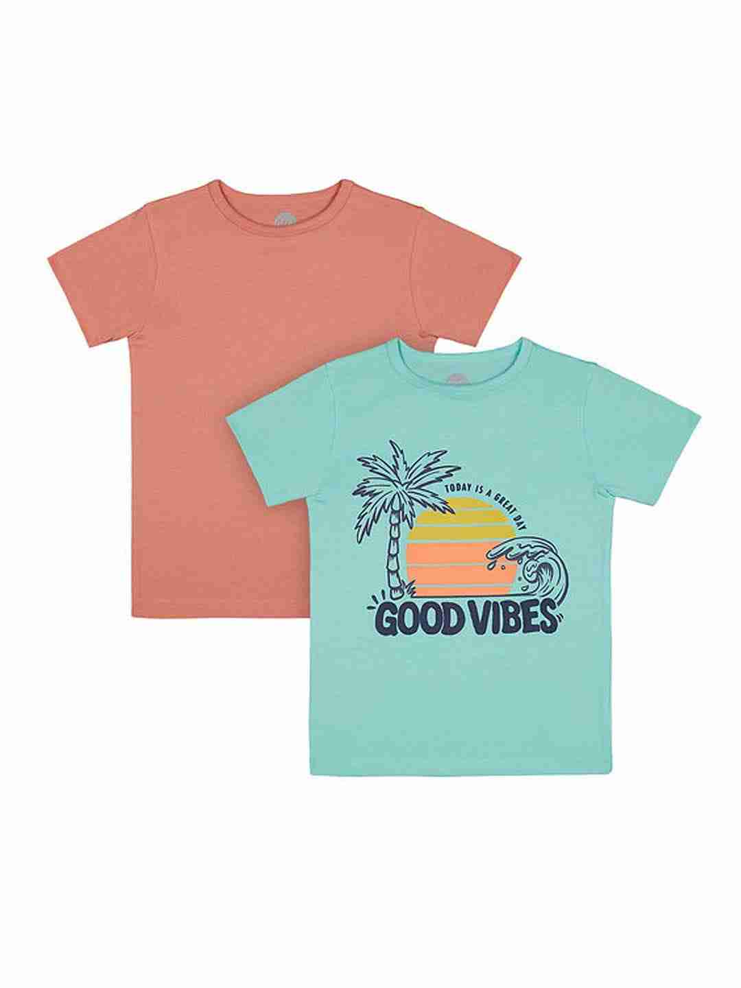 Boys Half Sleeve Round Neck Tee - Pink and Blue
