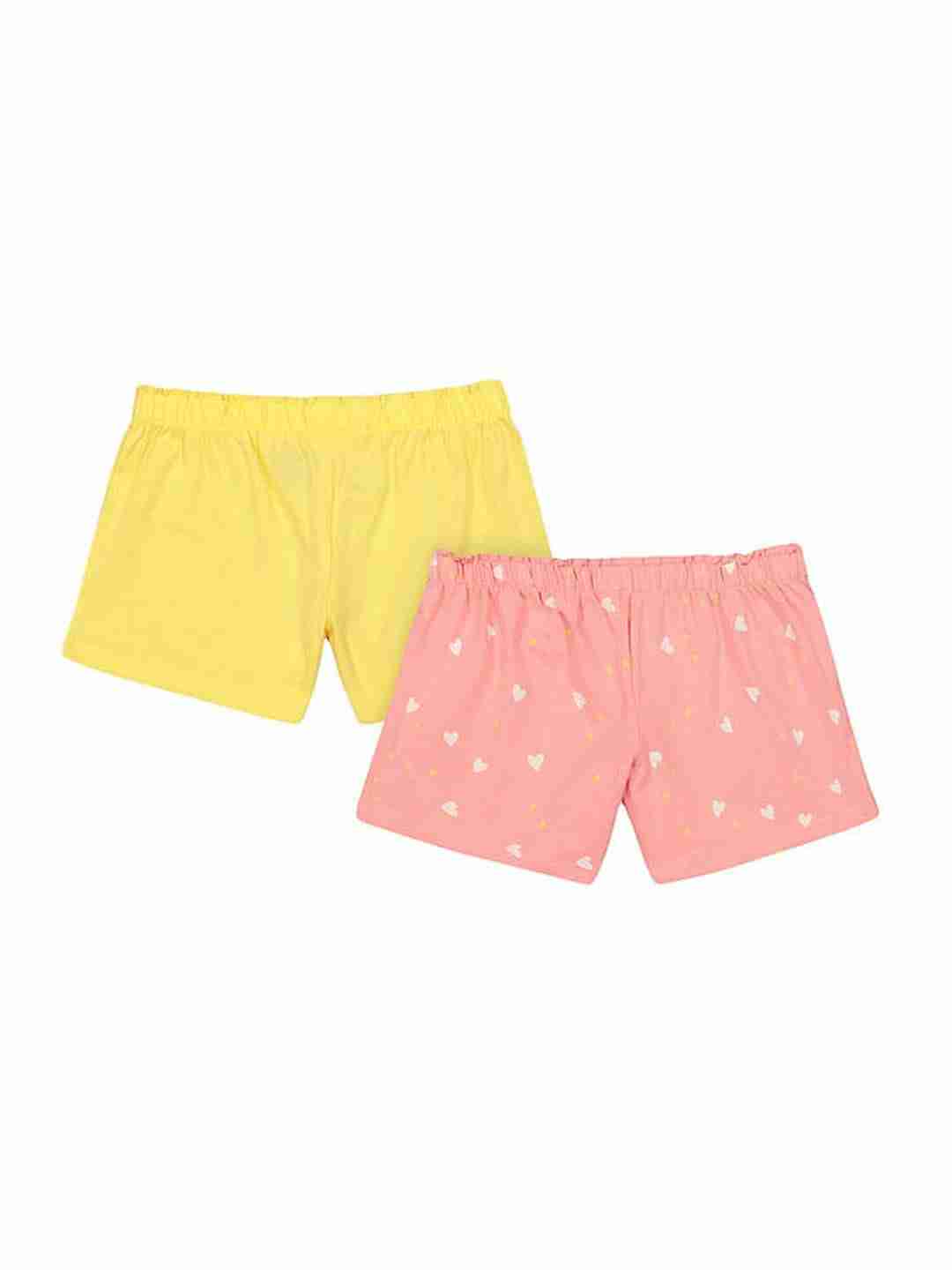 Girls Shorts - Yellow and Pink