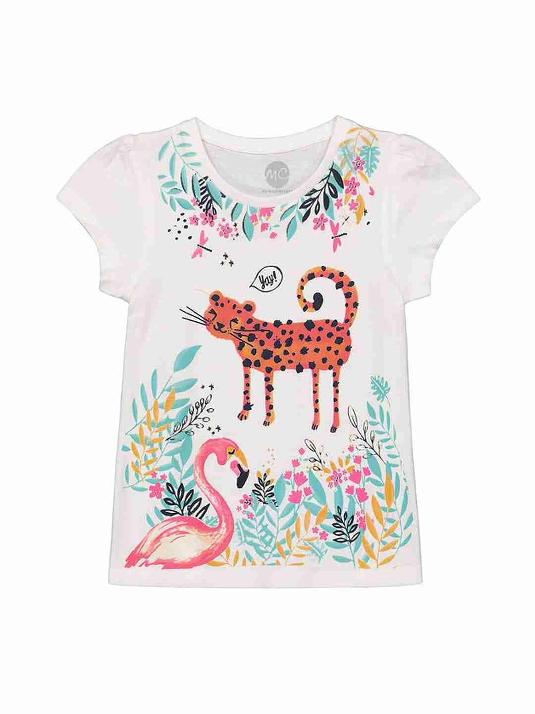 Girls Half Sleeve Round Neck Tee - White