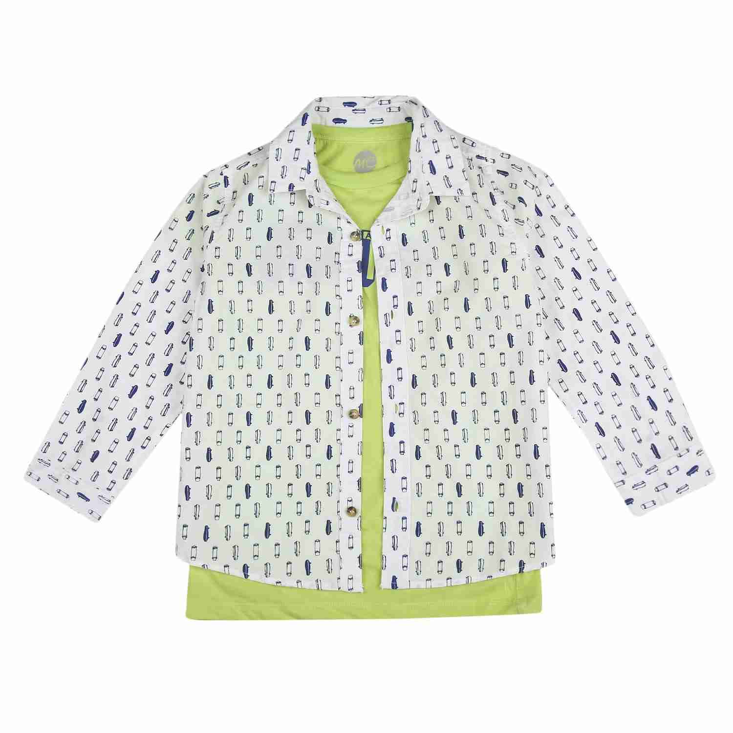 Boys Half sleeves Printed Shirt and tee set - Multicolor