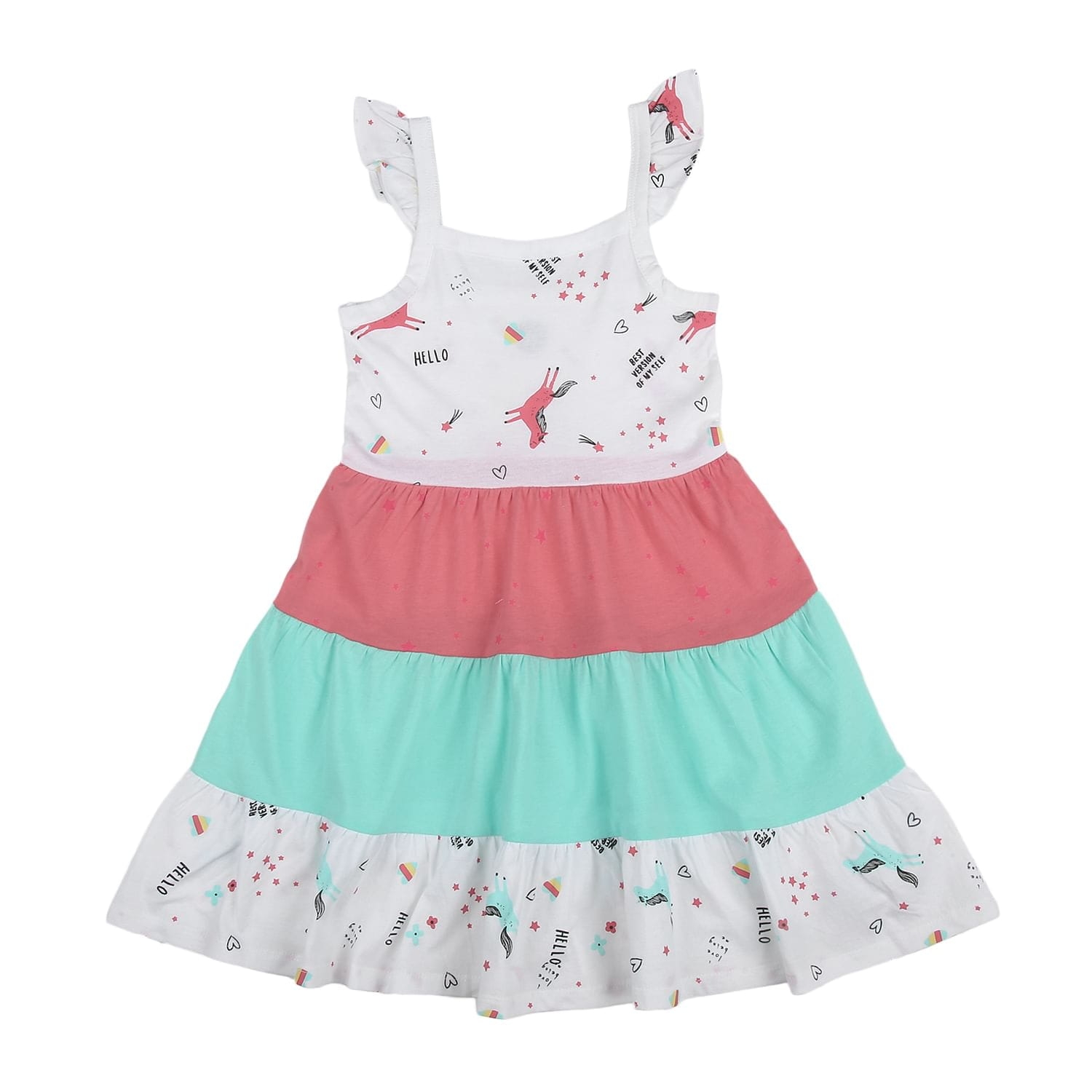 Mothercare | Girls Sleeveless Unicorn print Tiered dress - Multicolor 0