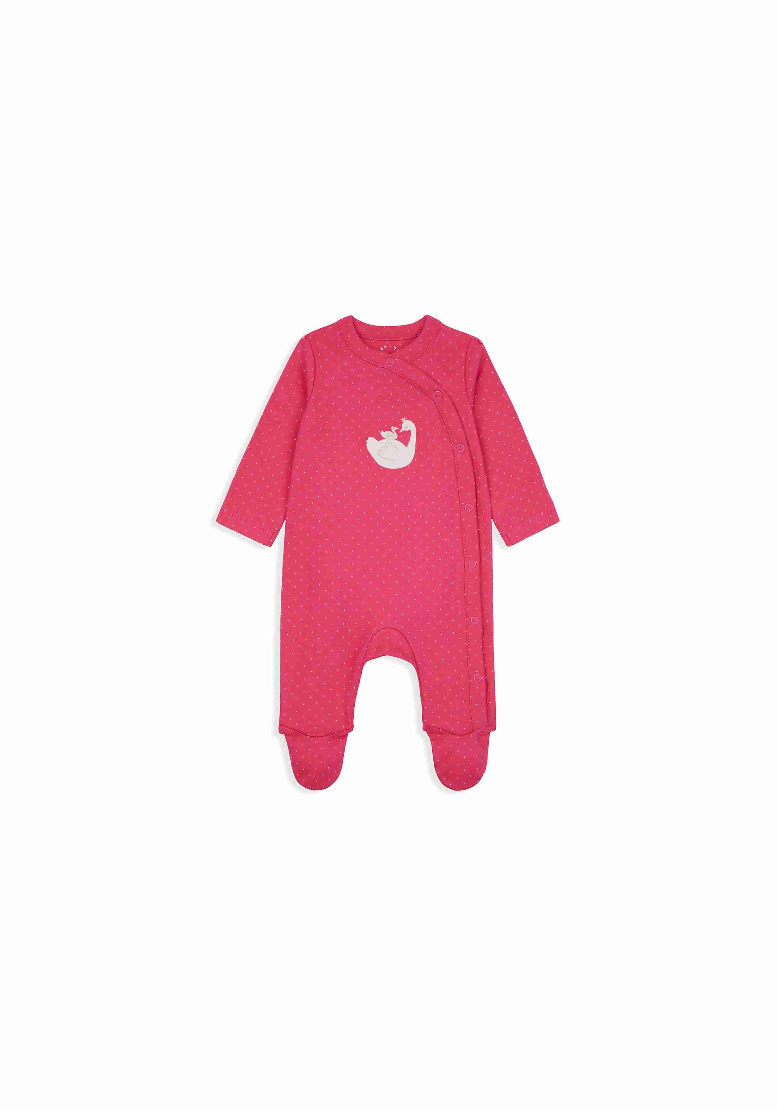 Mothercare Girls 100% Cotton Full Sleeves Romper - Pink