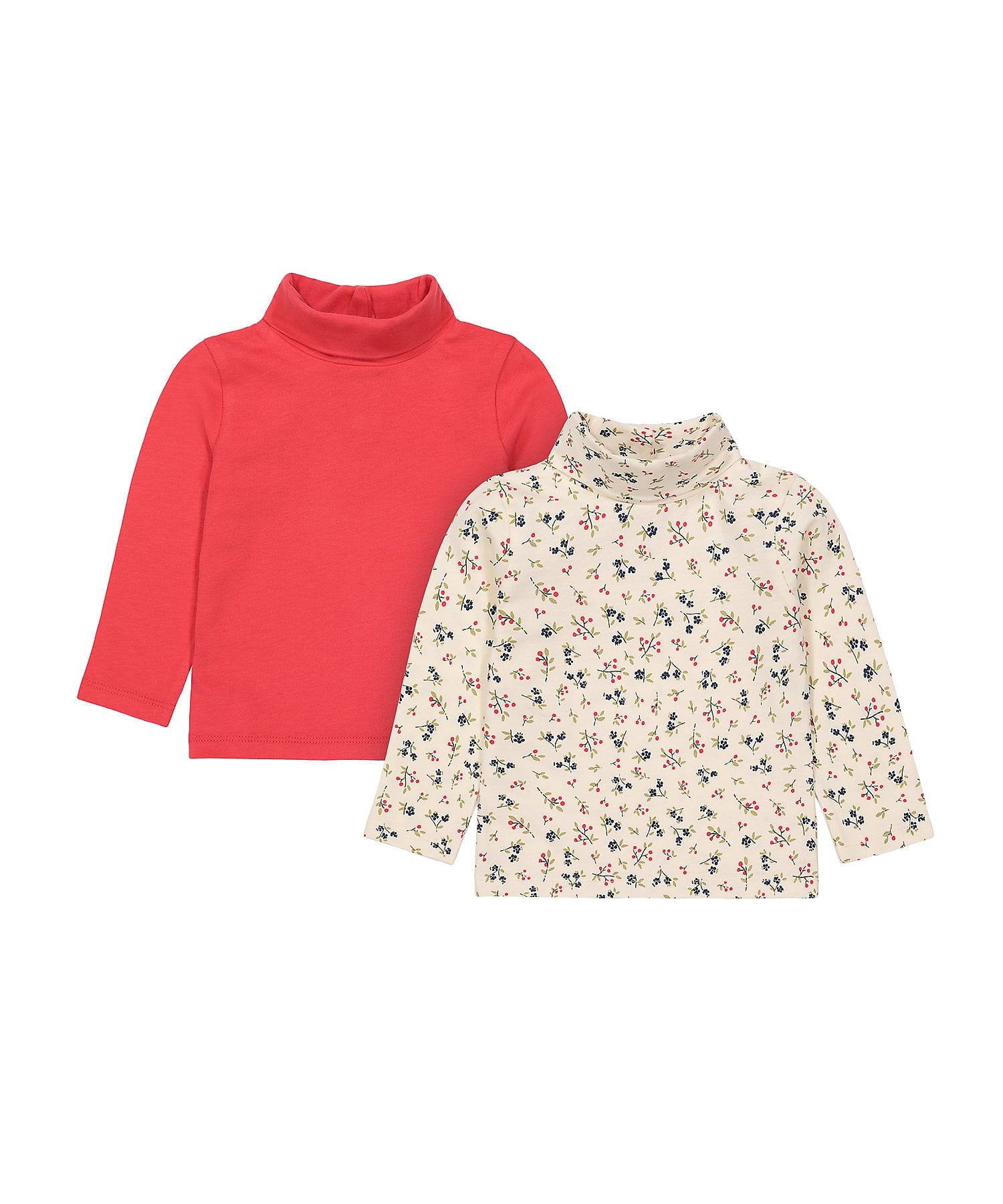 Mothercare | Girls Full Sleeves Rollneck Top Printed - Pack Of 2 - Multicolor 0