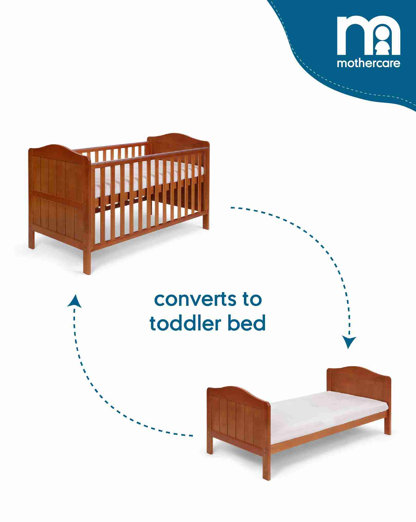 Mothercare Unisex Darlington Baby Cots and Cribs - Brown