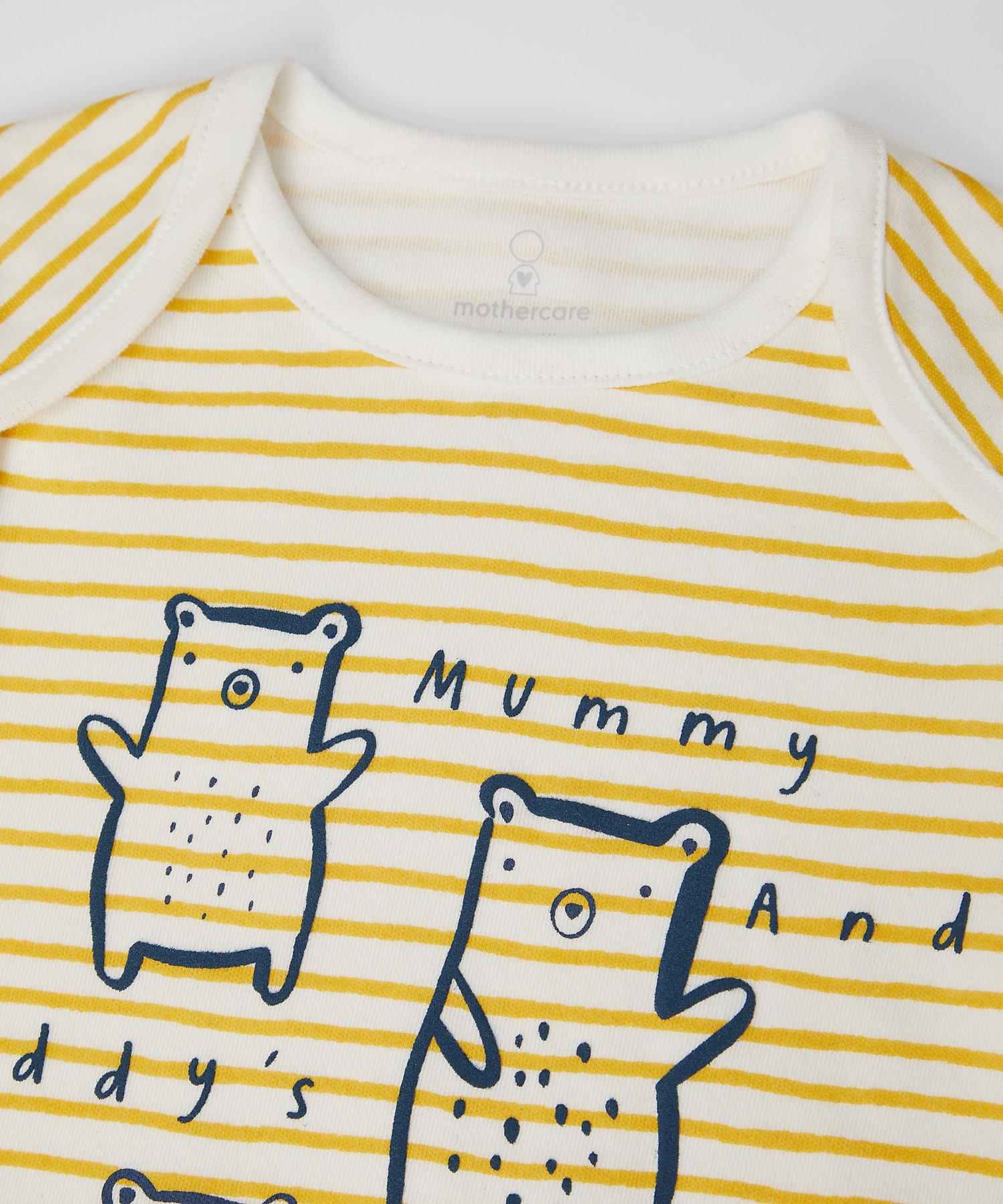 Mothercare Boys 100% Cotton Full Sleeves Hat, Bodysuit and leggings - Yellow