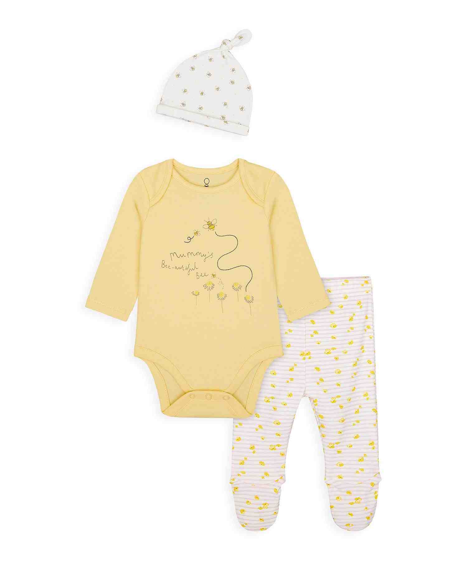 Mothercare Girls 100% Cotton Full Sleeves Gift Set - Yellow