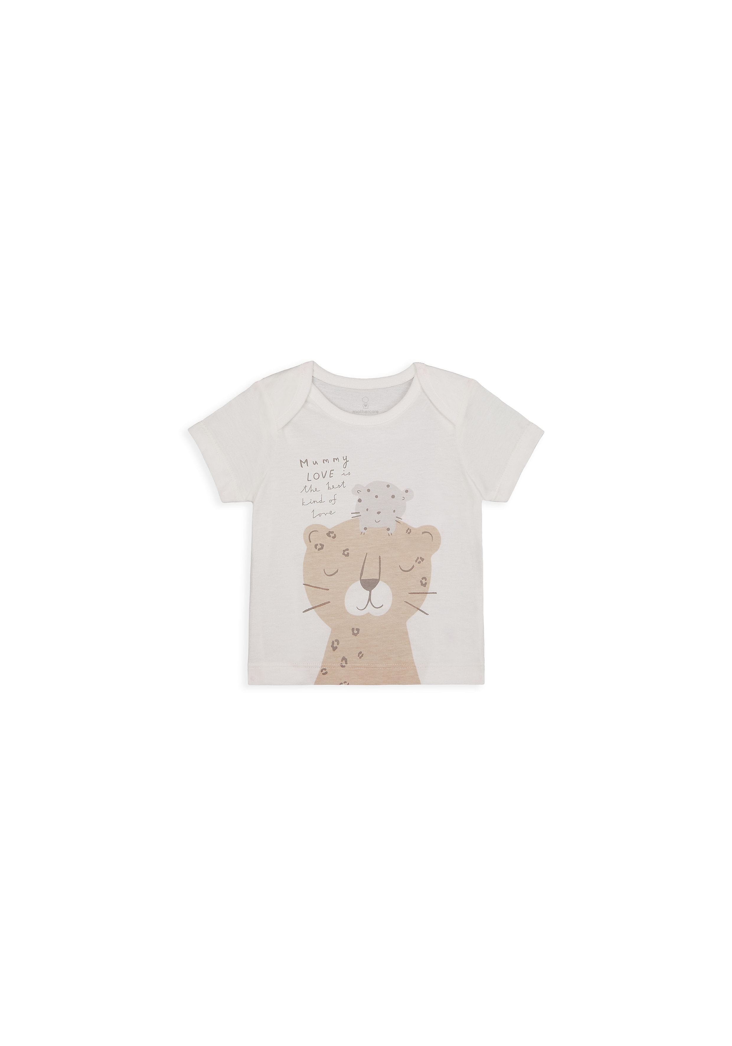 Mothercare | Unisex Half Sleeves T-Shirt Leopard Print - White 0