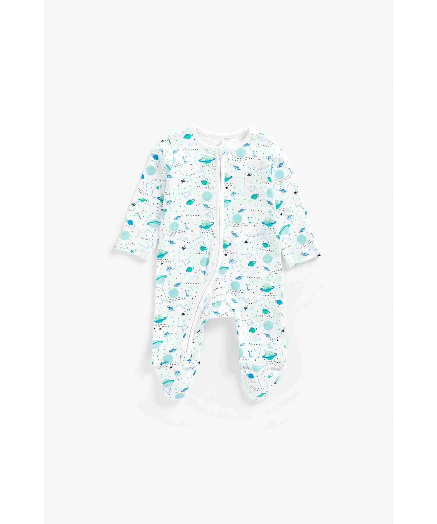 Mothercare Boys 100% Cotton Full Sleeves Romper - White