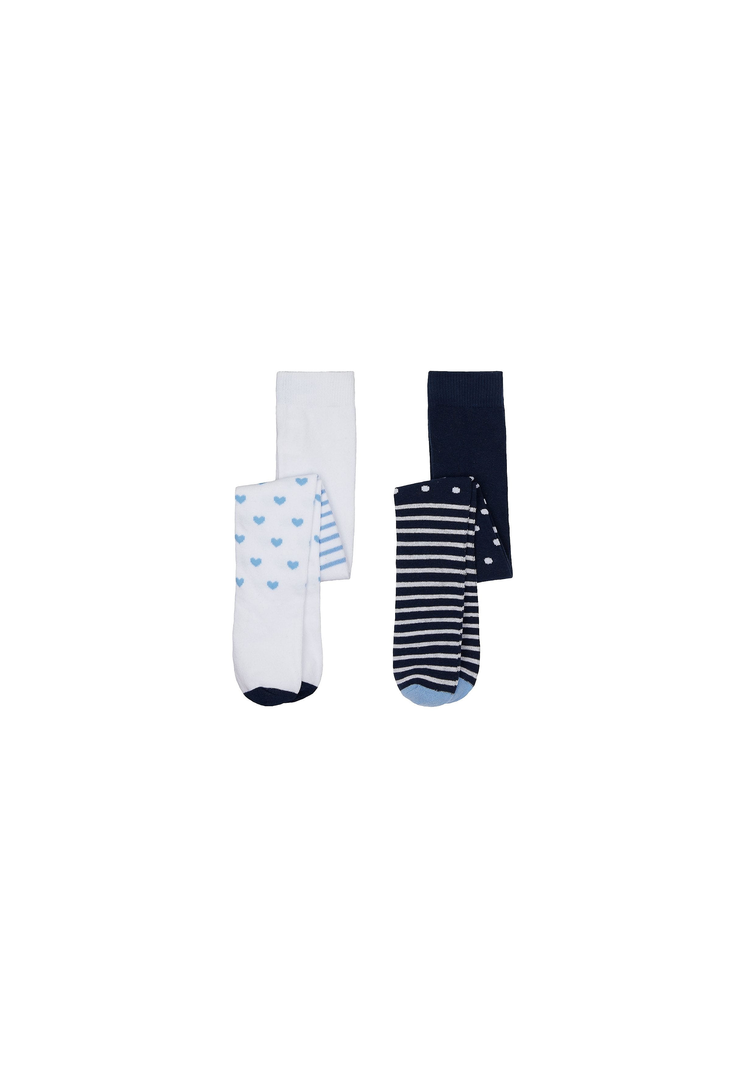 Mothercare | Girls Tights Stripe And Heart Design - Pack Of 2 - Multicolor 0