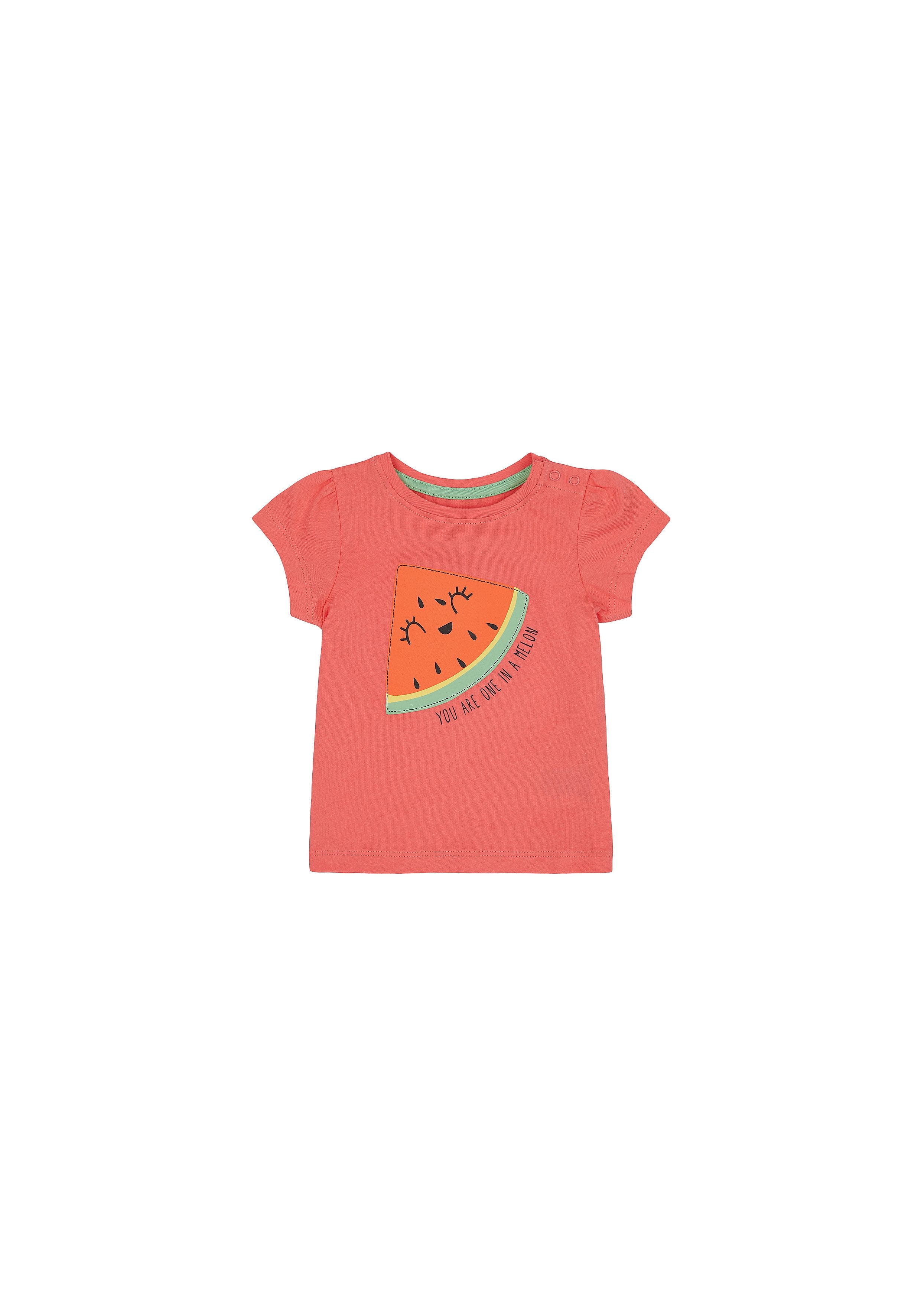 Mothercare | Girls Half Sleeves T-Shirt Watermelon Print - Pink 0