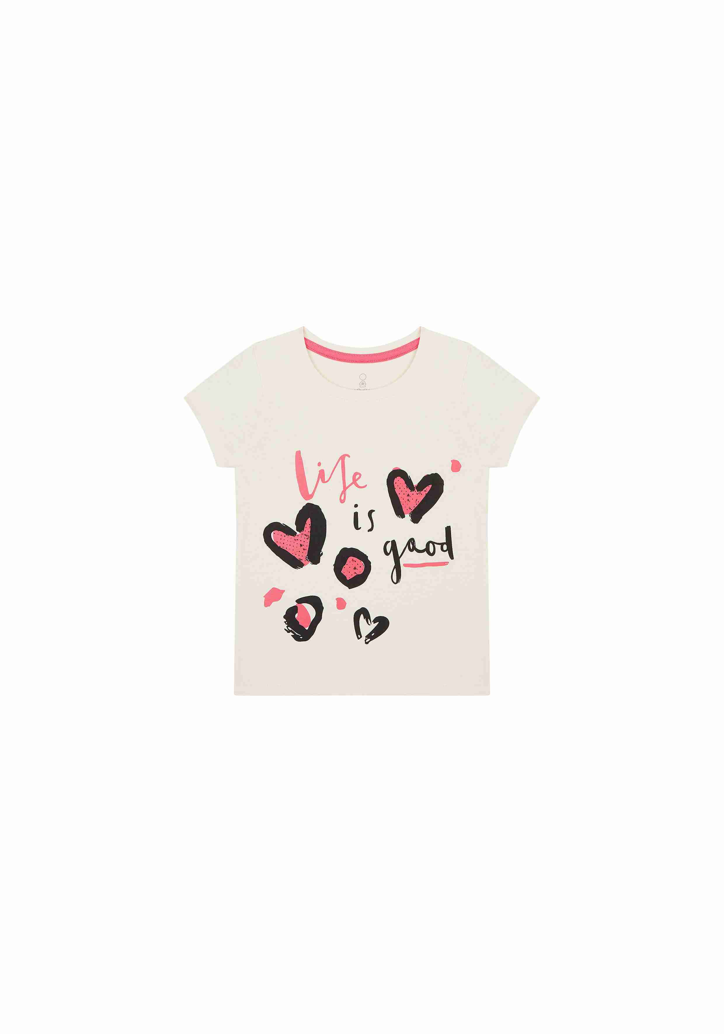 Mothercare Girls 100% Cotton Half Sleeves T-Shirt - White