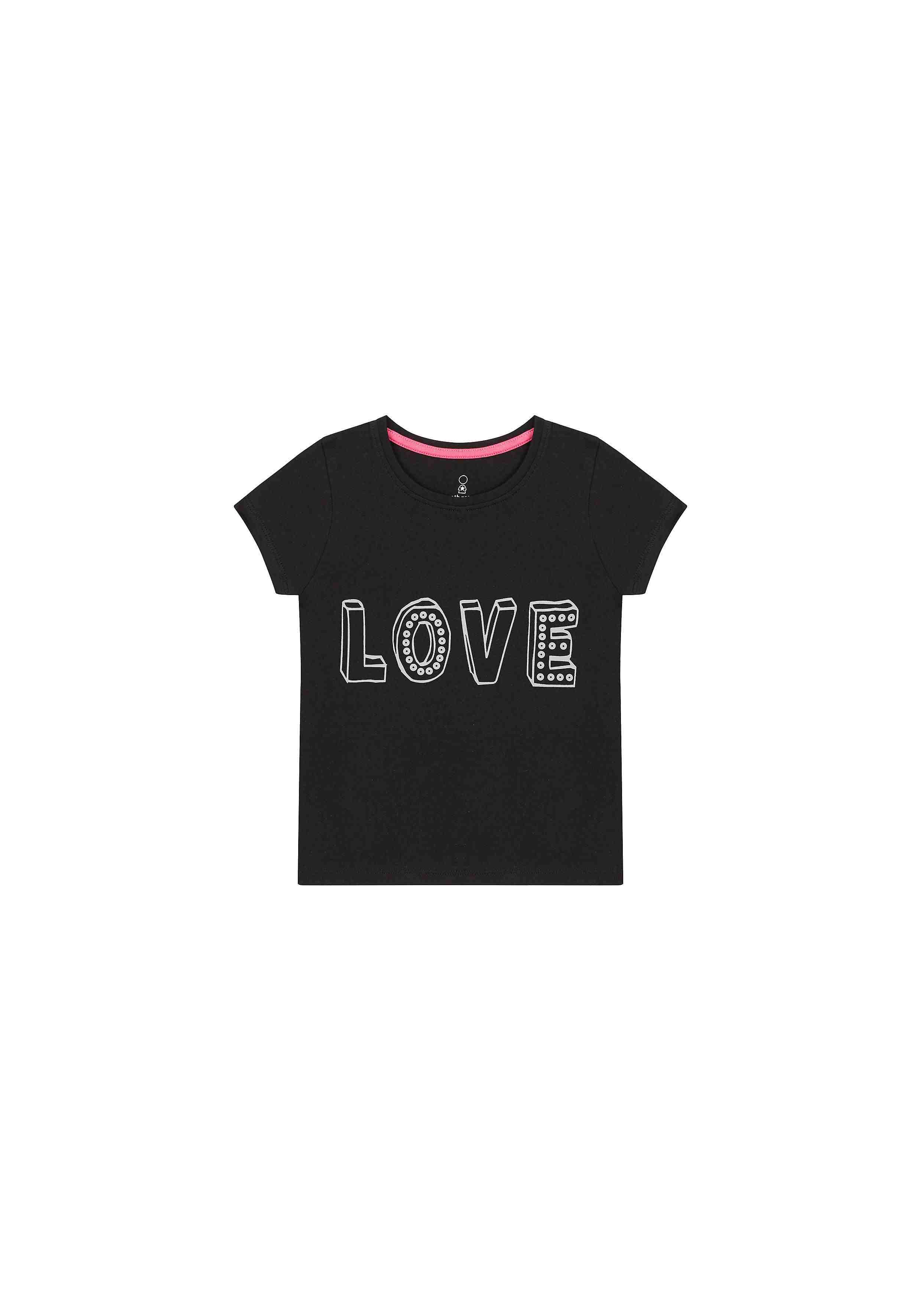 Mothercare Girls 100% Cotton Half Sleeves T-Shirt - Black