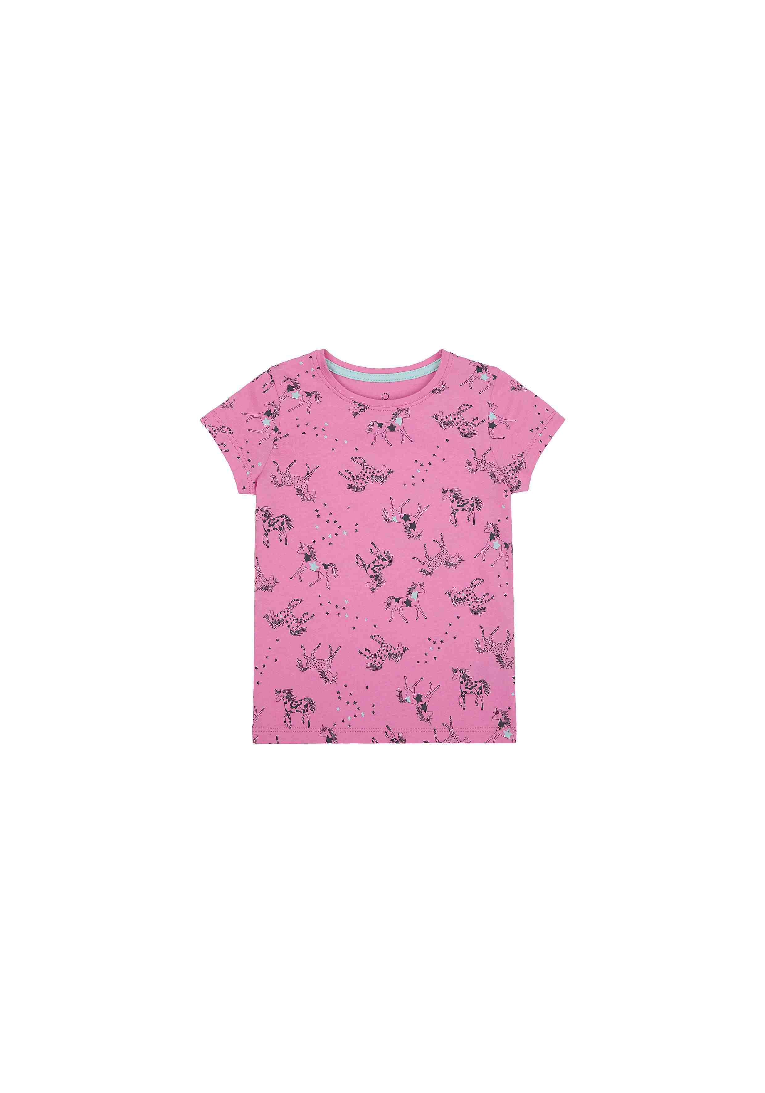 Mothercare Girls 100% Cotton Half Sleeves T-Shirt - Pink